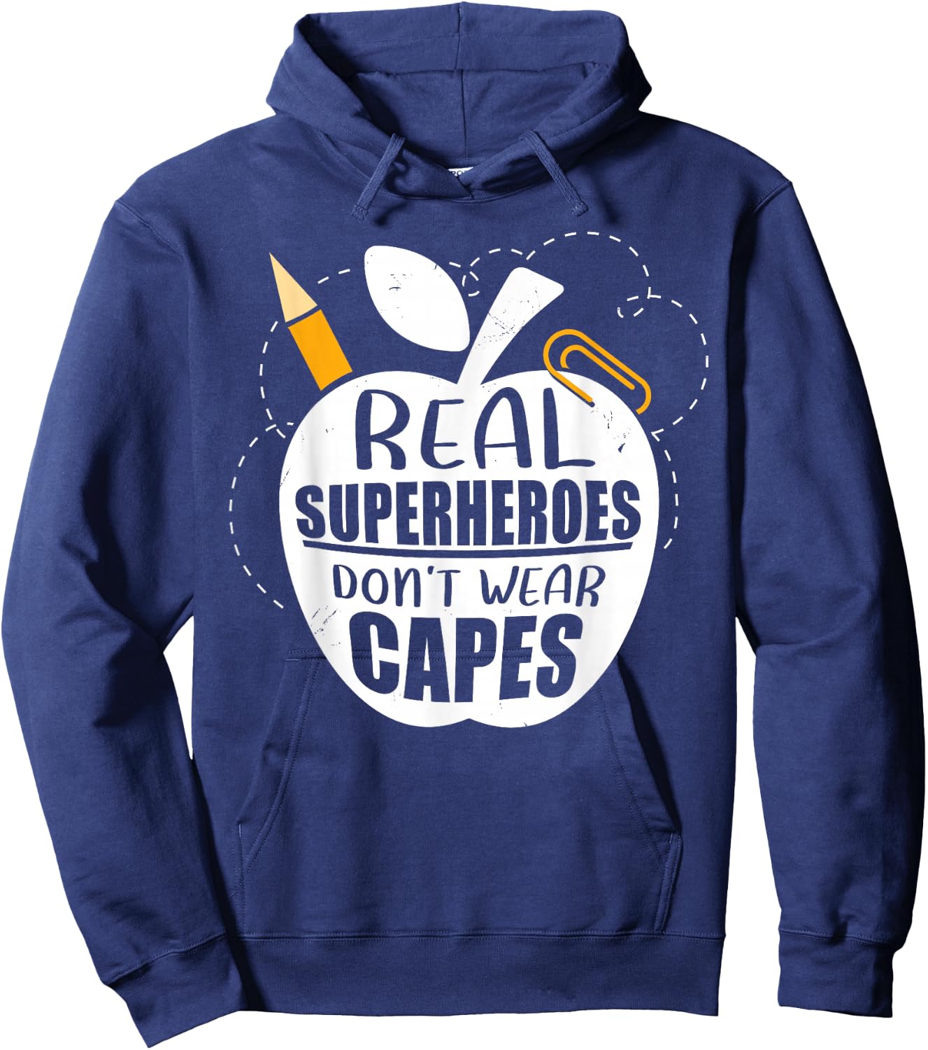 Real Superheroes wear no Capes. Teacher Design Teach Hoodie - Hoodie | Navy