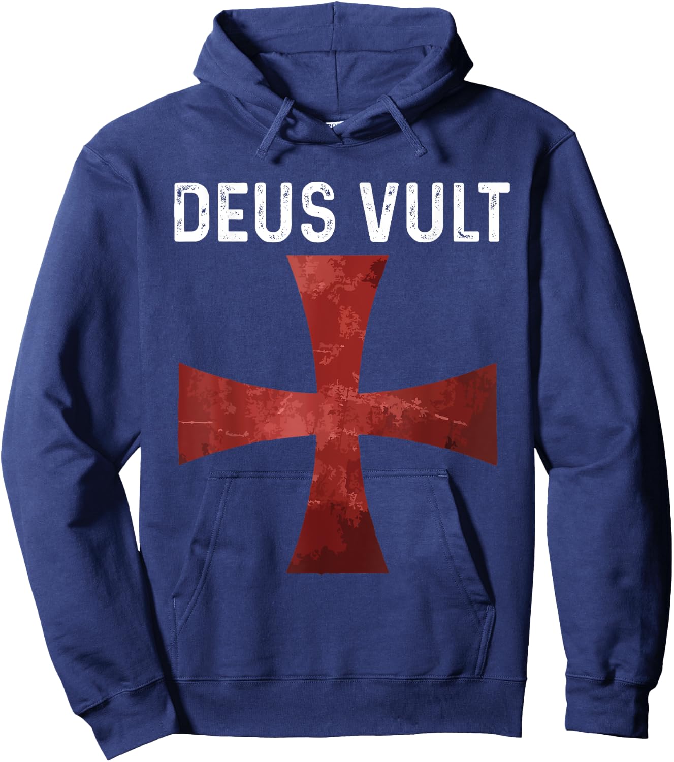 Deus Vult - Catholic Crusader Templar Knight - Scarlet Cross Hoodie - Hoodie | Navy