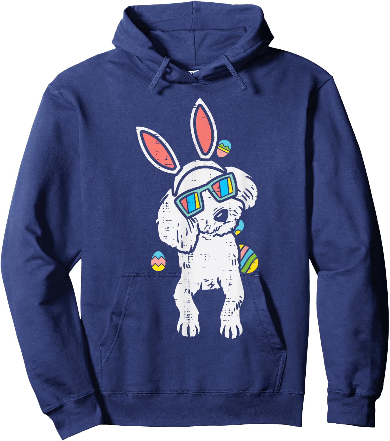 Poodle Bunny Ears Glasses Easter Eggs Cute Dog Owner Lover Hoodie - Hoodie | Navy
