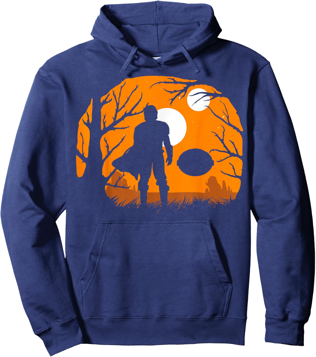 Star Wars The Mandalorian Halloween Moons Silhouette Hoodie - Hoodie | Navy
