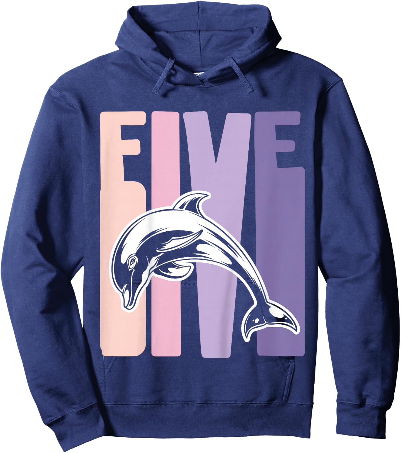 5th Birthday Gift Dolphin Fan 5 Years old Girl Hoodie - Hoodie | Navy