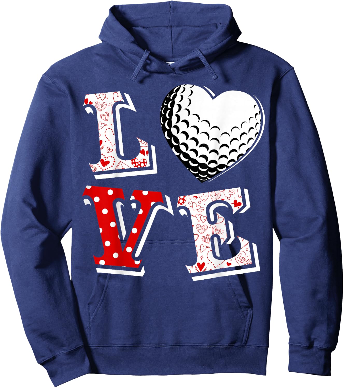 Valentine LOVE Golf Heart Valentine day Women Men gift Hoodie - Hoodie | Navy