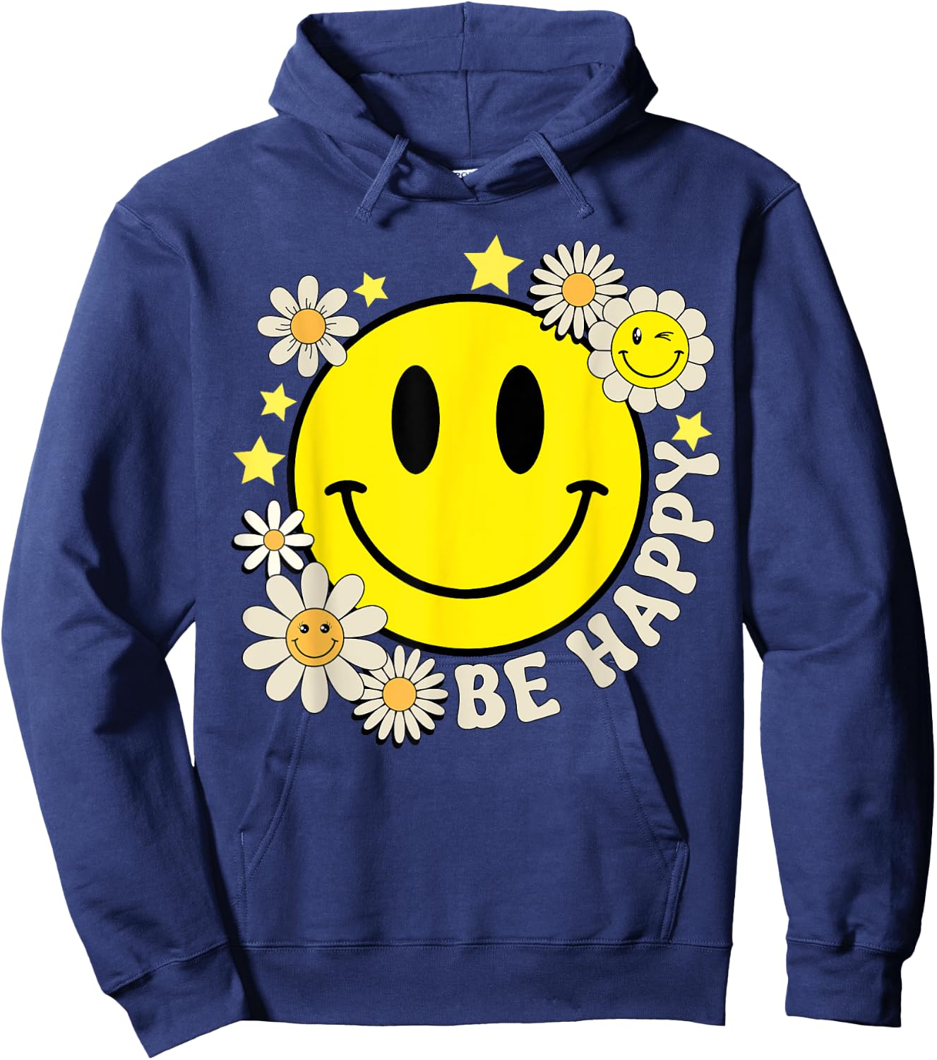Cute Smile Face Flower Happy Face Flowers Heart Kids Girls Hoodie - Hoodie | Navy