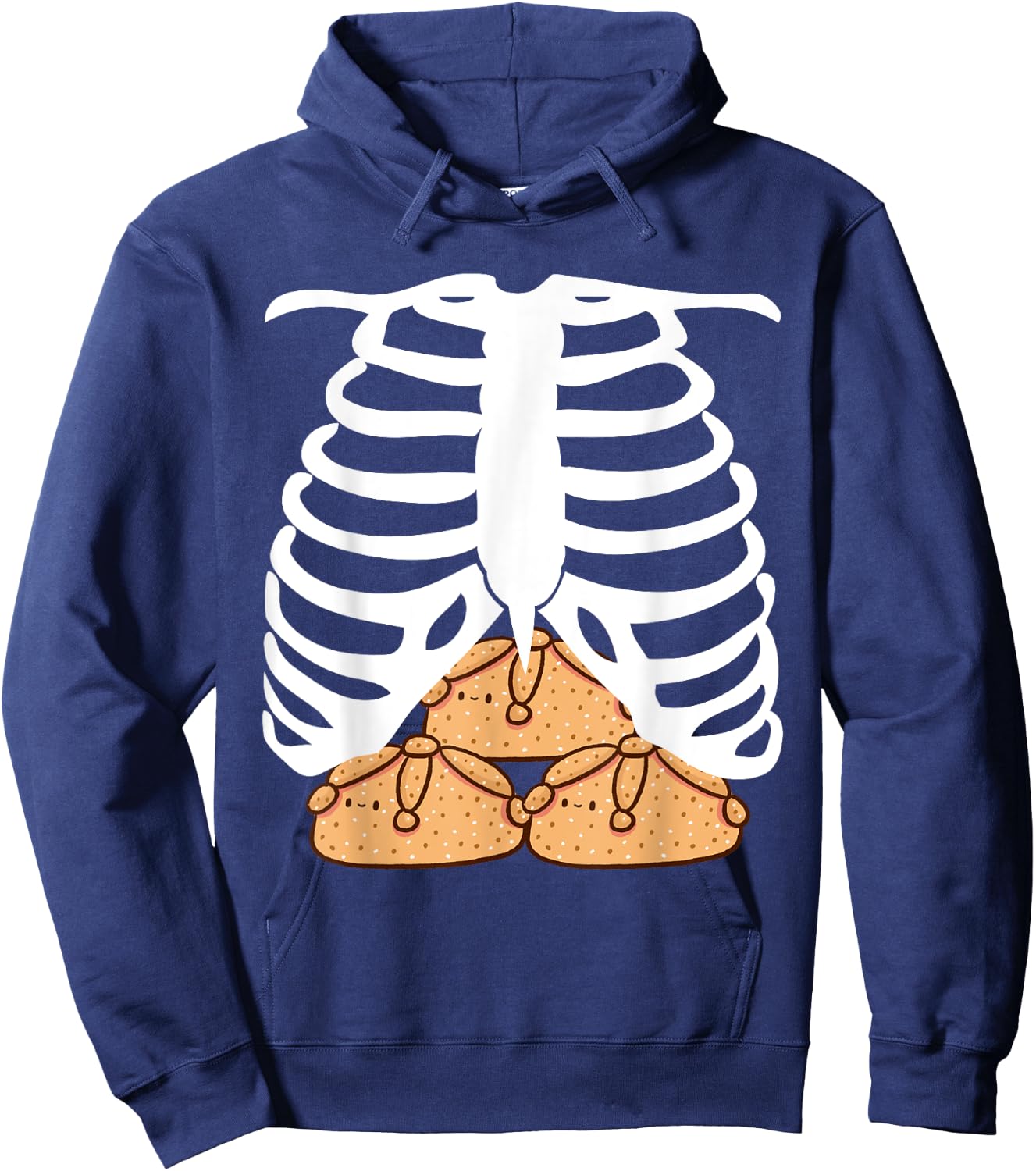 Skeleton Rib cage with Mexican Pan de Muerto - Food Costume Hoodie - Hoodie | Navy