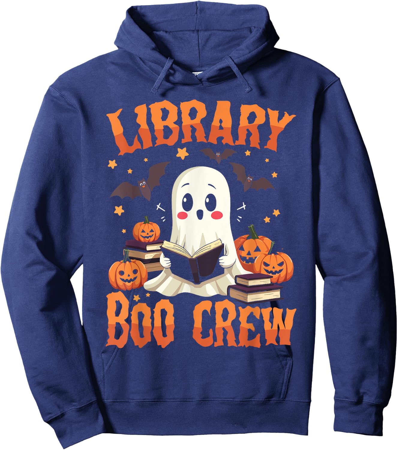 Library Halloween Shirt - Library Boo Crew Hoodie - Hoodie | Navy