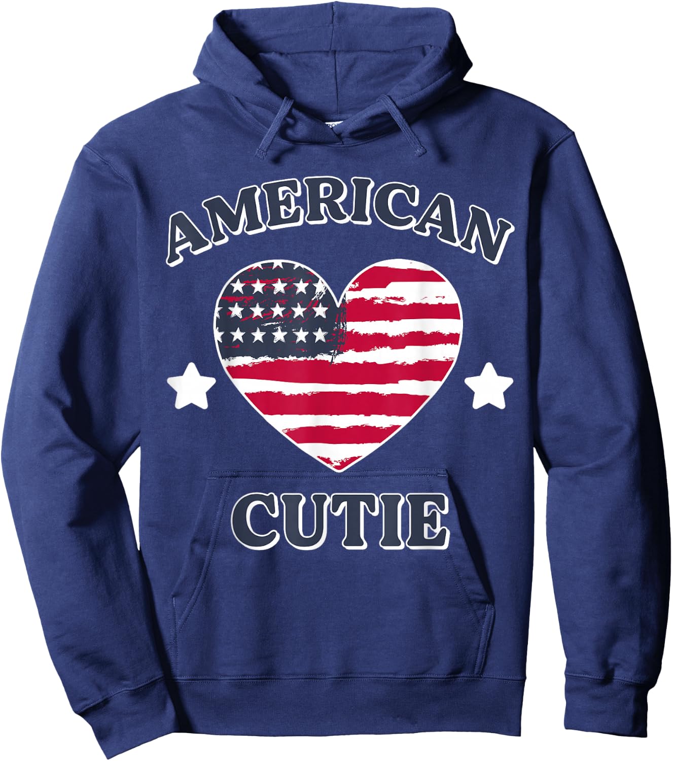 Girl American Cutie USA Flag Heart 4th July Patriot Toddler Hoodie - Hoodie | Navy