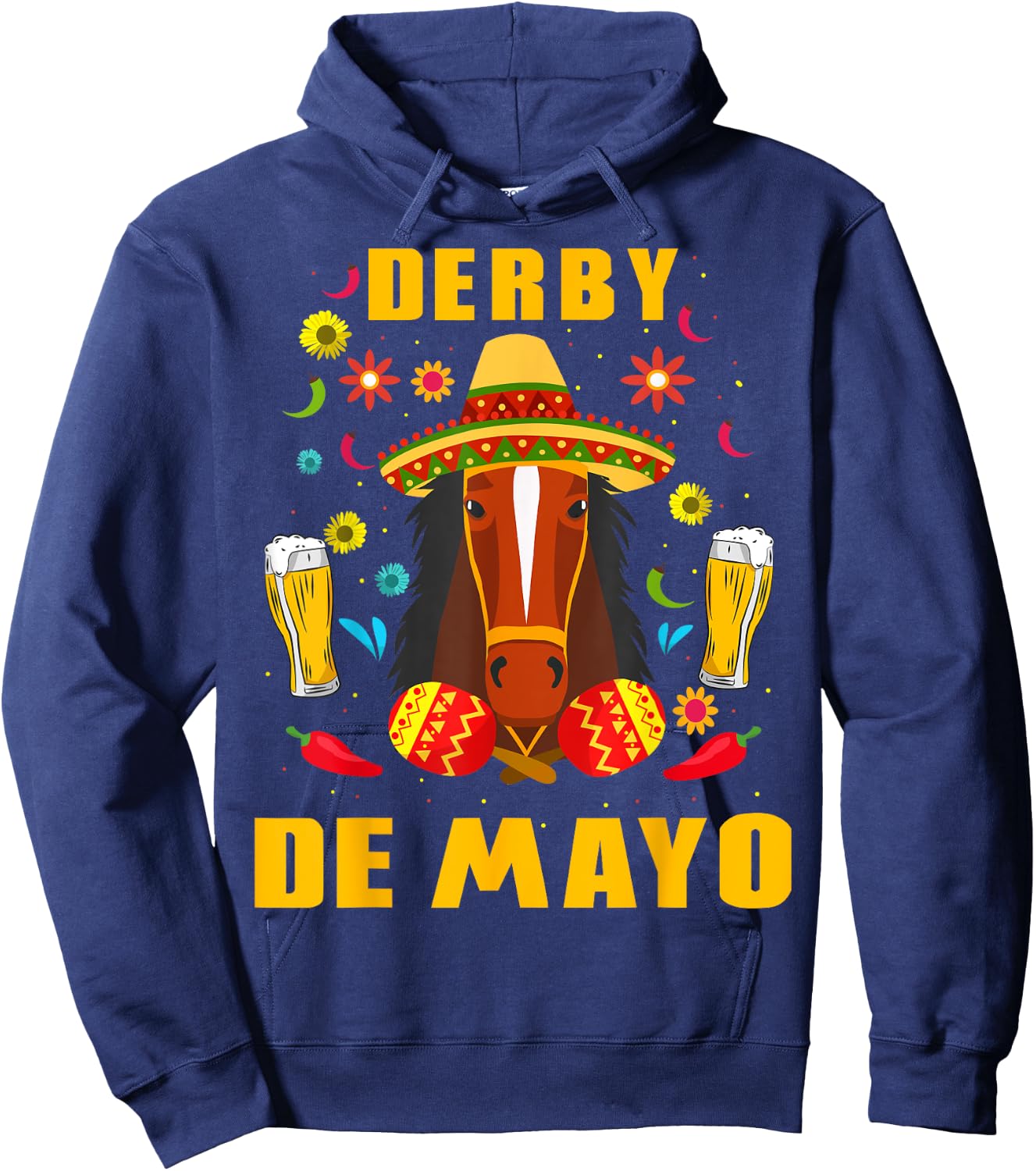 Derby De Mayo Party Lets Fiesta Horse Race Hoodie - Hoodie | Navy