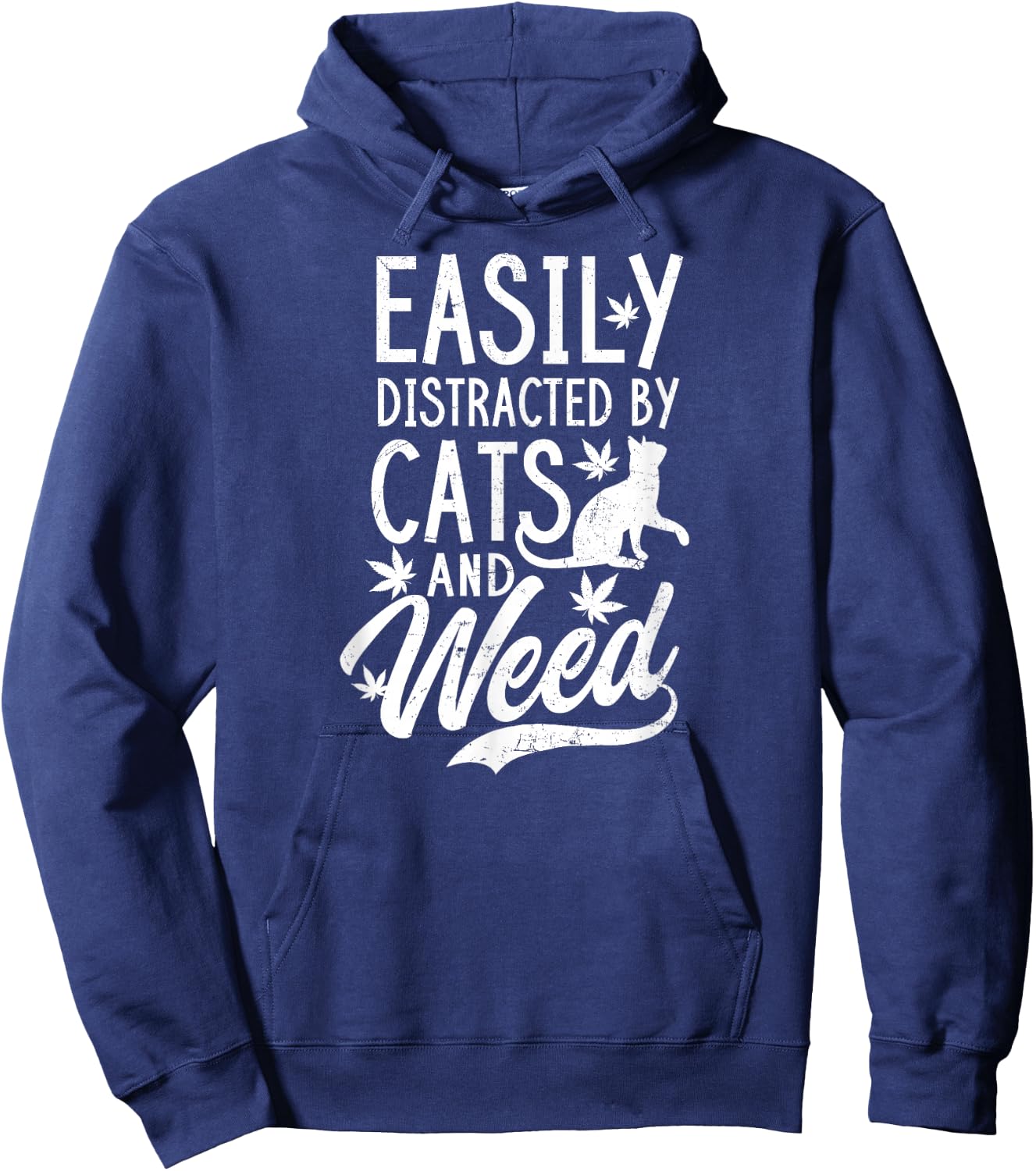 Cat Weed Design Distracted By Cats And Weed Gift Women Hoodie - Hoodie | Navy