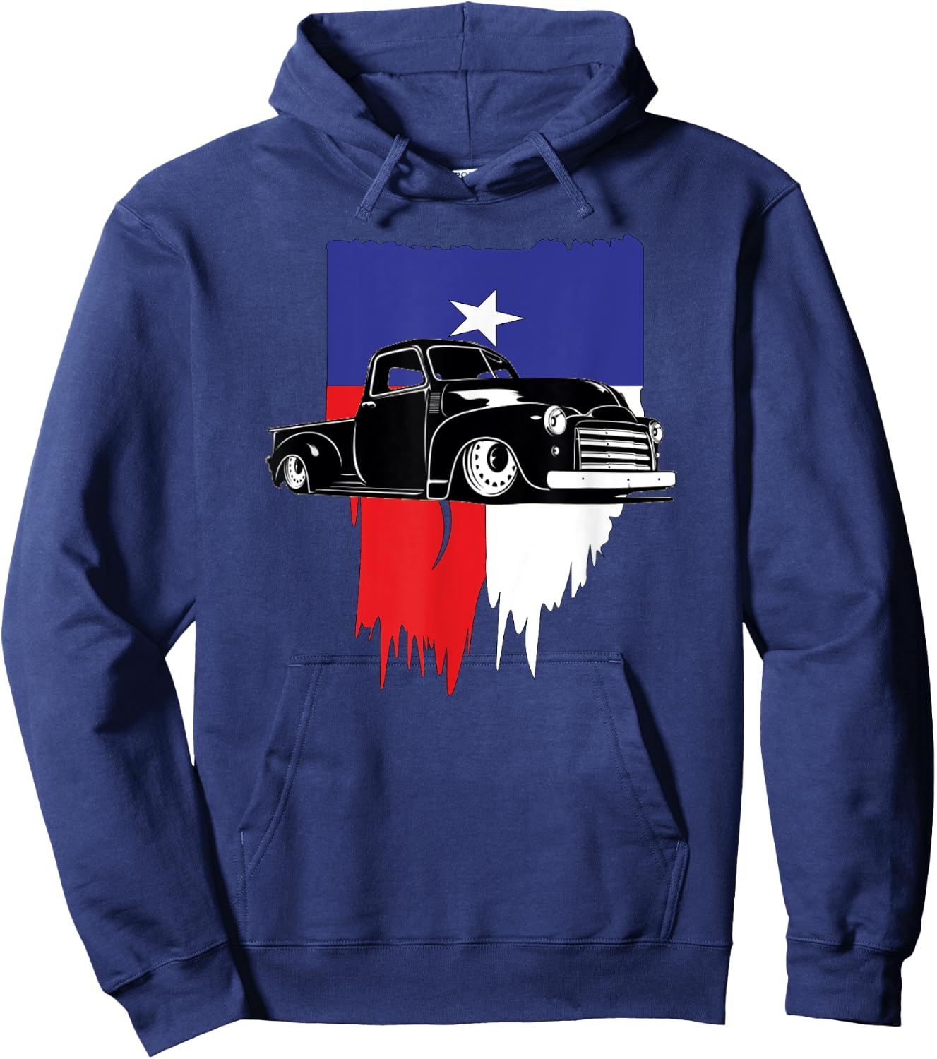 Vintage Hot Rod Truck American Flag. Texas Lowrider Hoodie - Hoodie | Navy