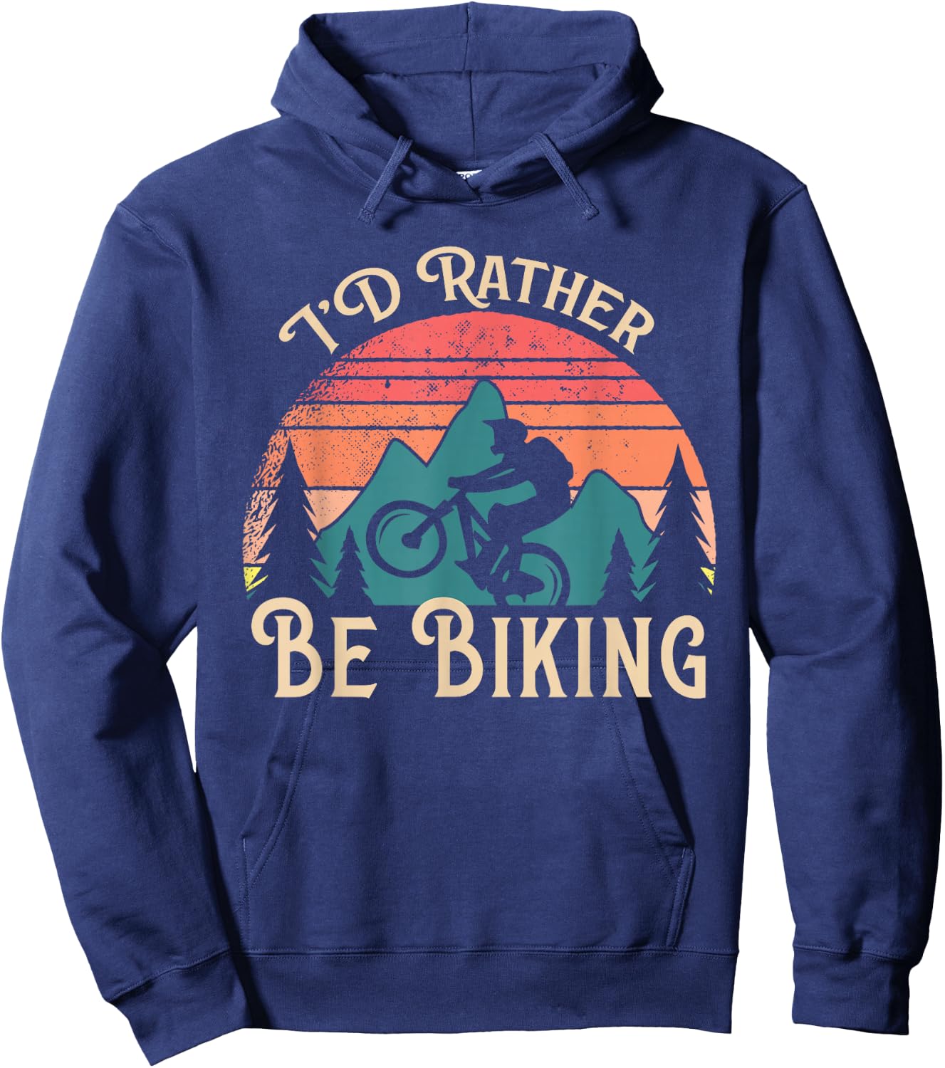 Mountain Bike Cycling Bicycle Id Rather Be Biking Hoodie - Hoodie | Navy