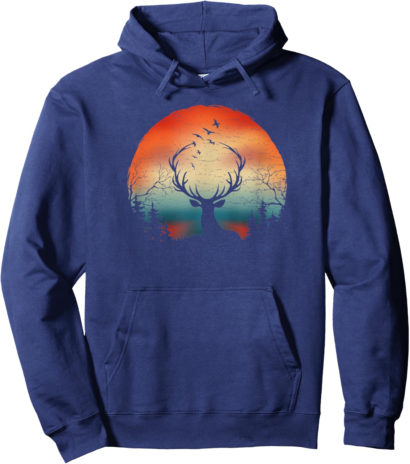 Elks Wapiti In The Woods, Mountains Wild Hunting Camping Hoodie - Hoodie | Navy
