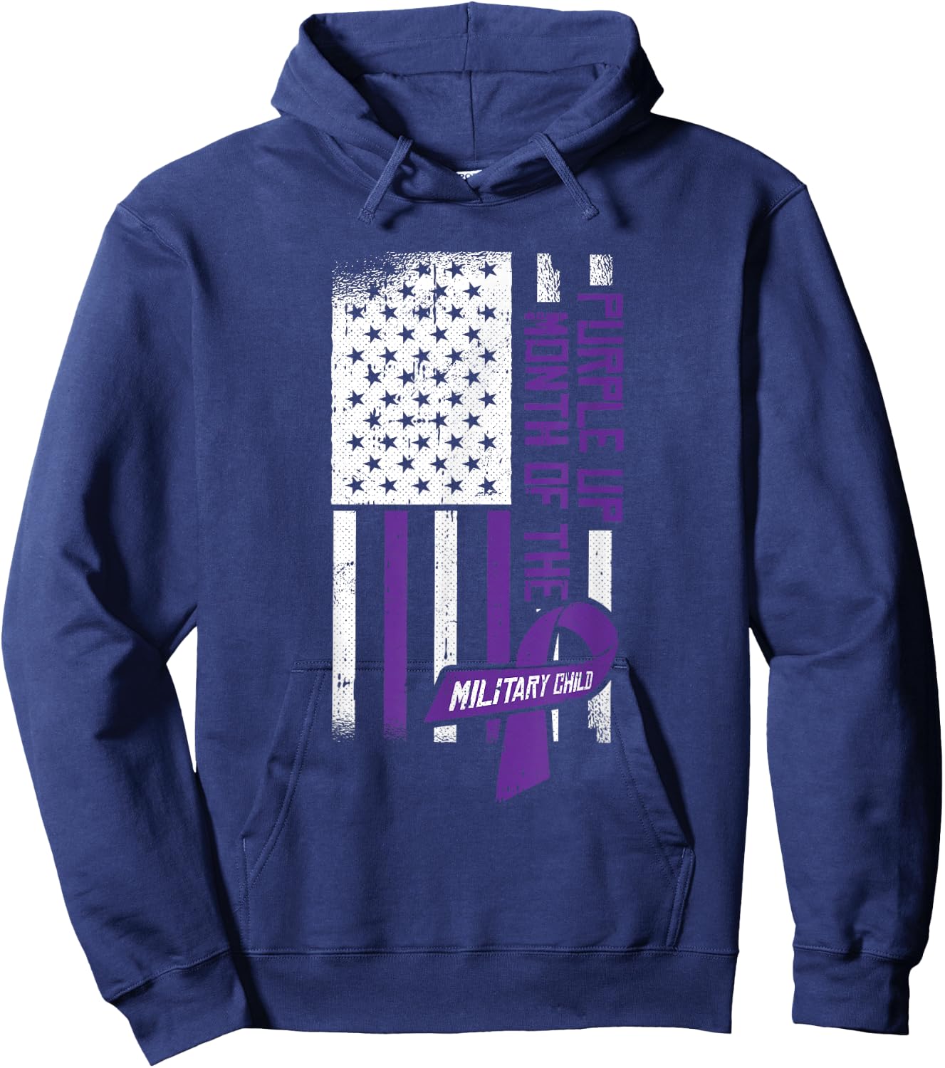 Purple Up Month Of The Military Child American Flag Kids Hoodie - Hoodie | Navy
