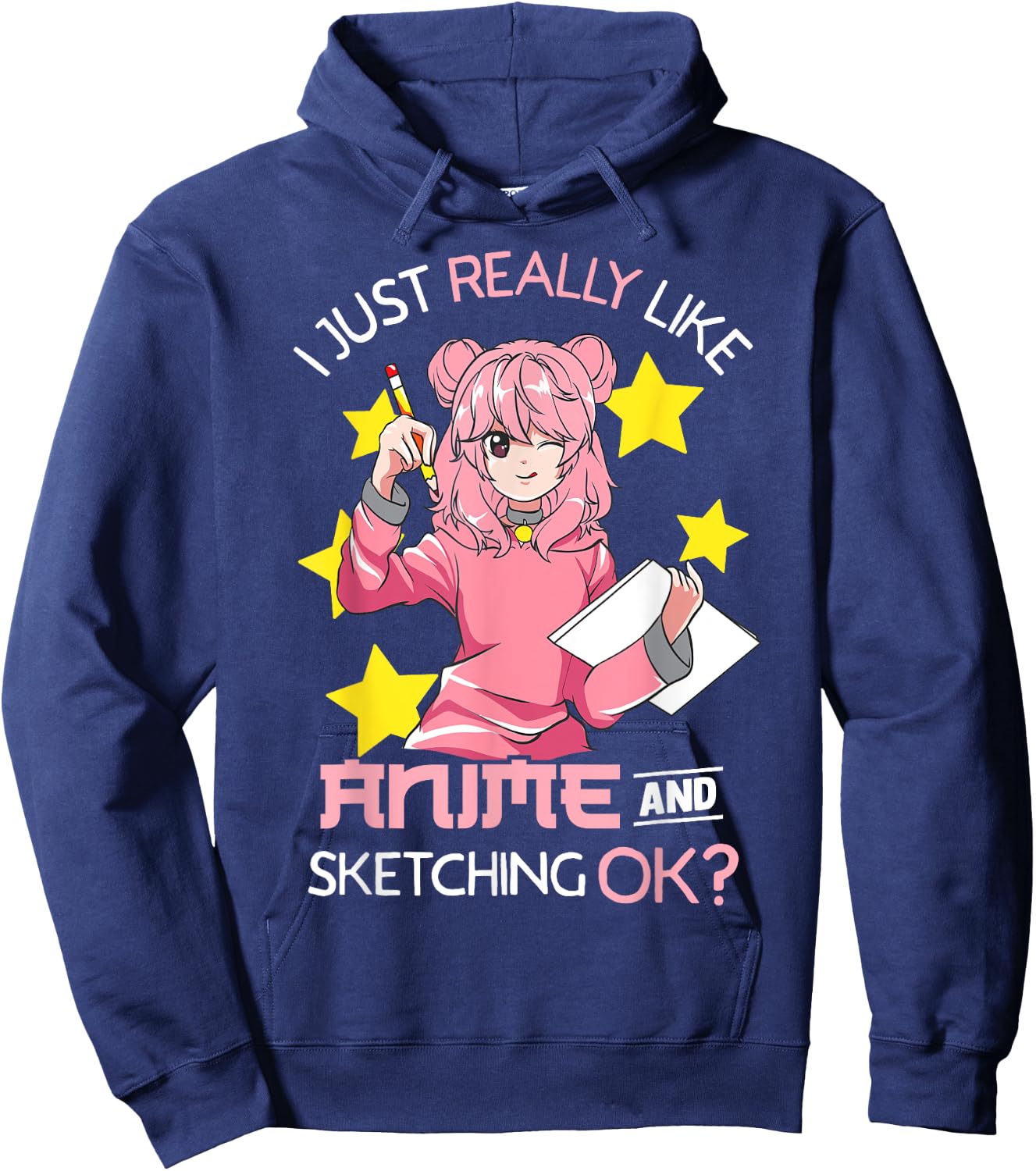I Just Really Like Anime and Sketching Ok? Anime Teen Girl Hoodie - Hoodie | Navy