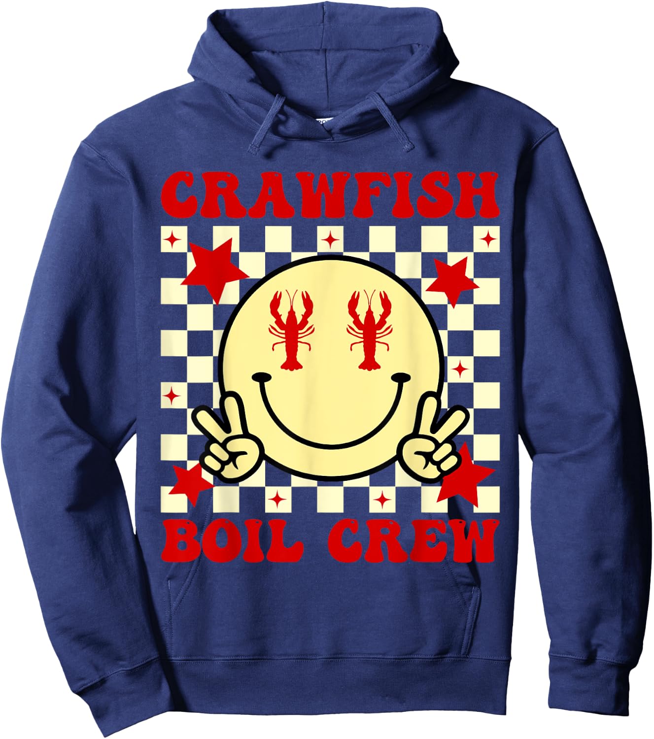 Crawfish Boil Crew Boys Girls Kid Crawfish Season Smile Face Hoodie - Hoodie | Navy
