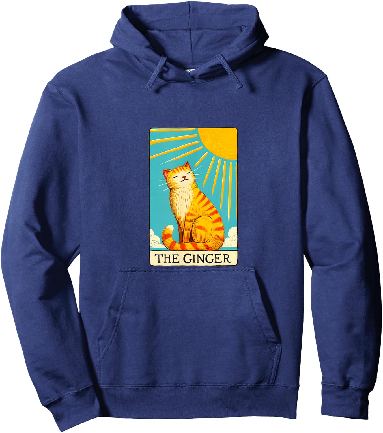 Ginger Cat Tarot Card fun the Ginger orange cat Men Women Girls Kids Hoodie - Hoodie | Navy