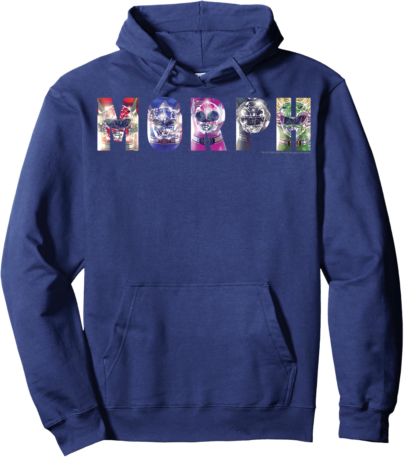 Power Rangers Heroes And Villains Graphic Color Group Poster Hoodie - Hoodie | Navy