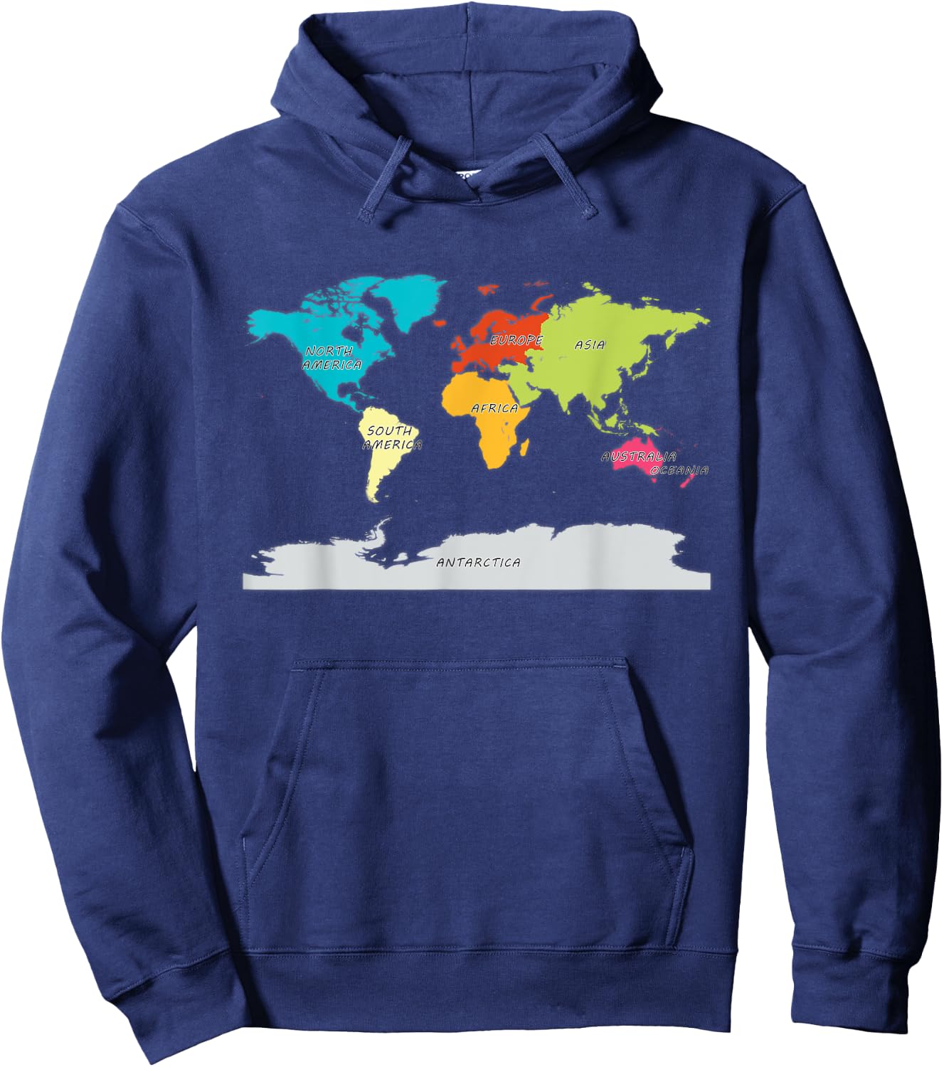 map of the world shirt names of all continents World Map Hoodie - Hoodie | Navy