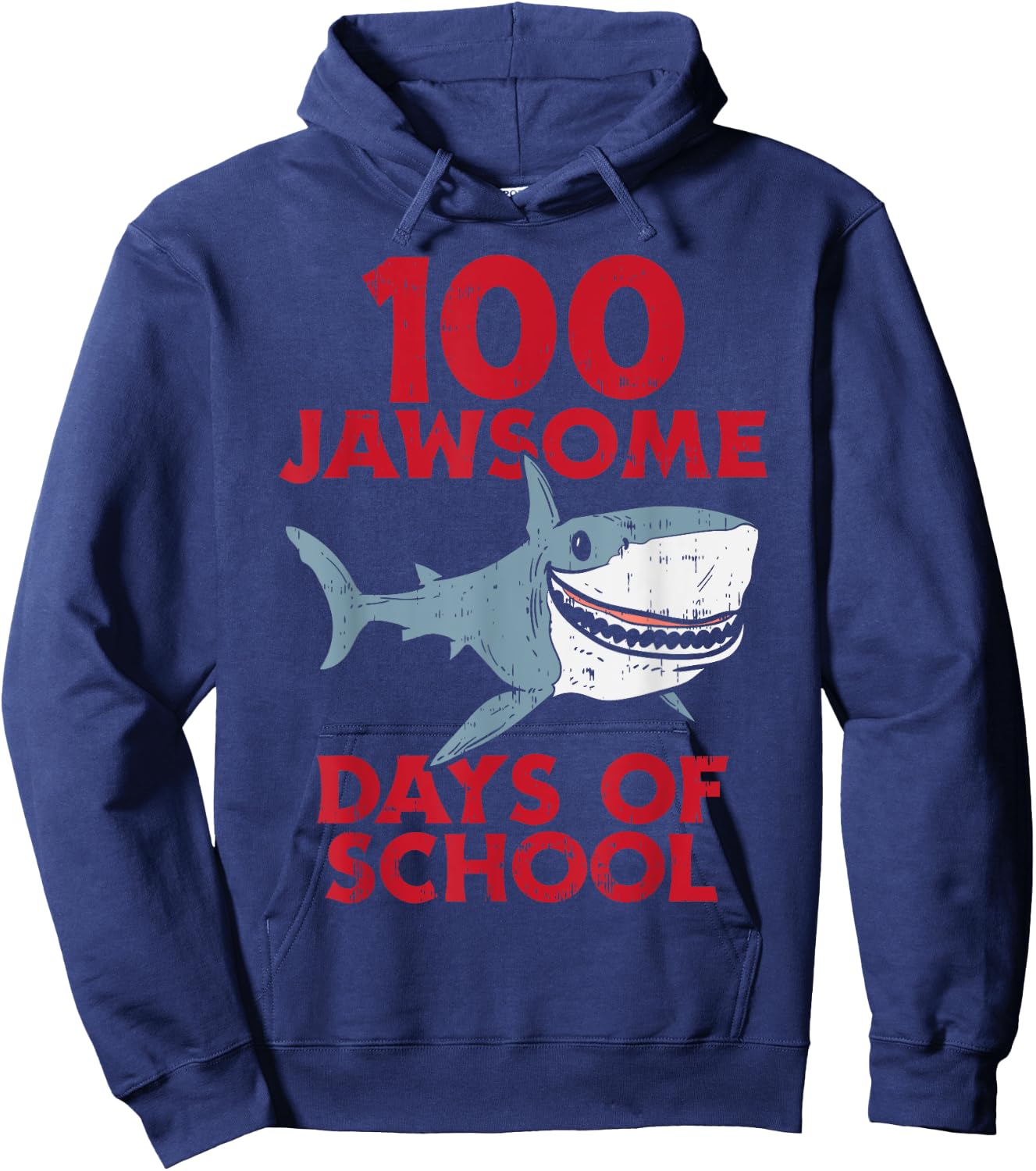 100 Jawsome Days School Shark 100th Day Boys Teacher Gift Hoodie - Hoodie | Navy