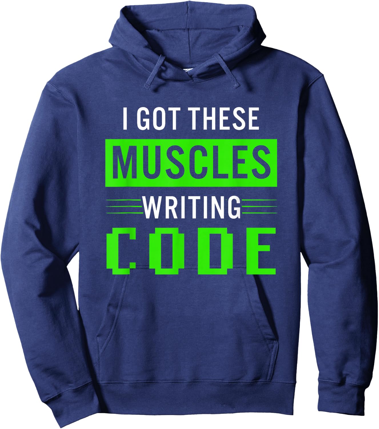 Funny Programmer Writing Code Muscles Meme for Computer Geek Hoodie - Hoodie | Navy