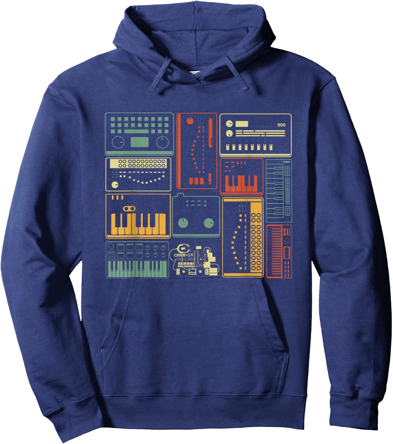 Analog Modular Synthesizer Music Producer Keyboard Hoodie - Hoodie | Navy