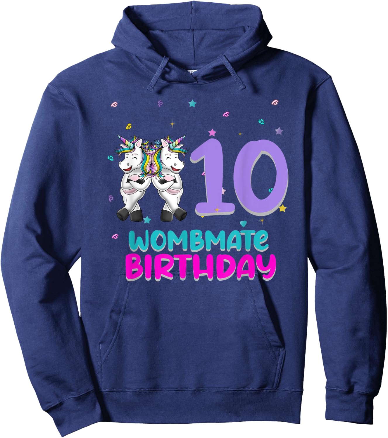 Unicorn Twin Girls 10th Birthday Love Funny 10 Years Old Hoodie - Hoodie | Navy