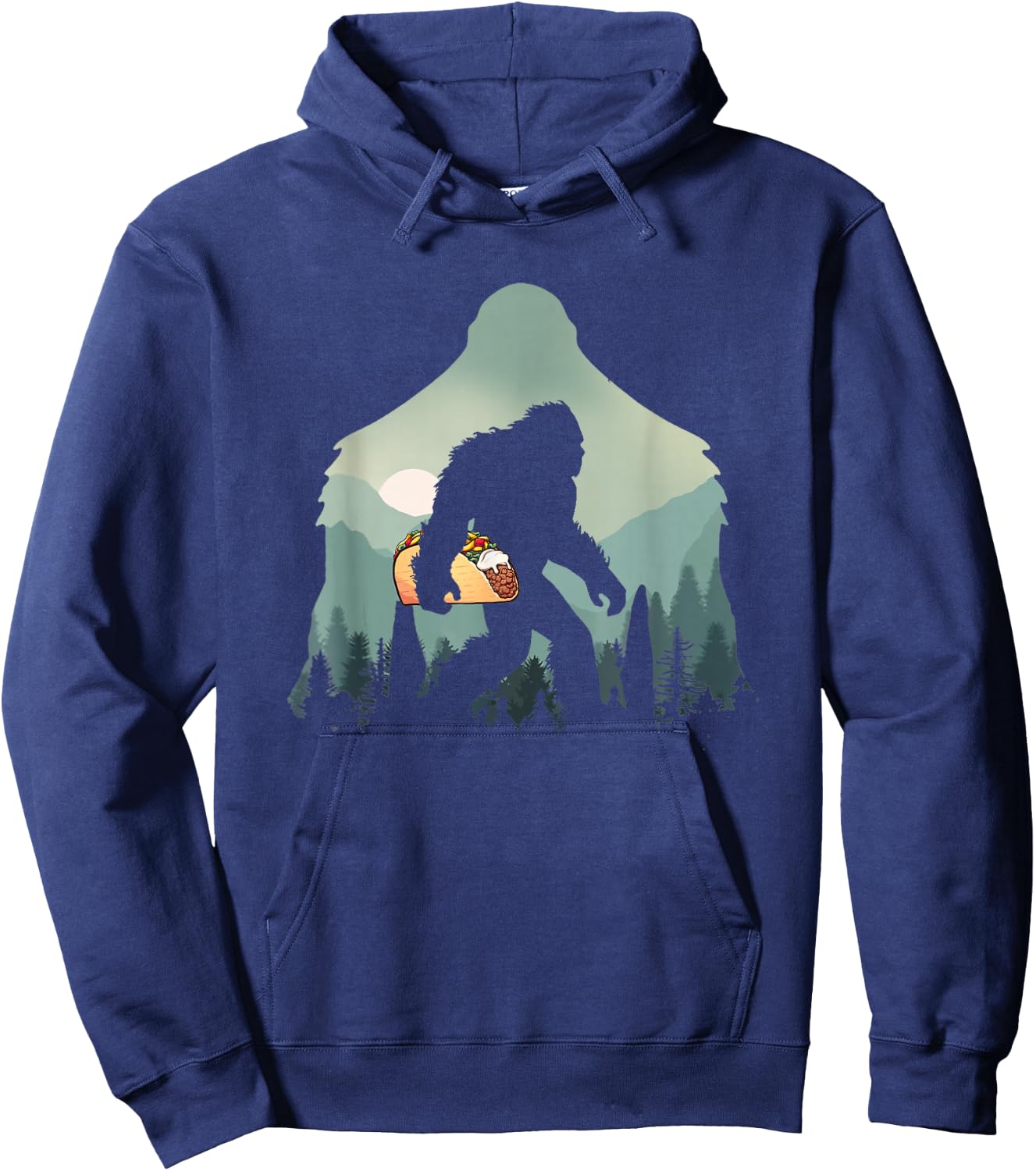 Funny Bigfoot With Tacos Sasquatch Believe Cinco de Mayo Hoodie - Hoodie | Navy