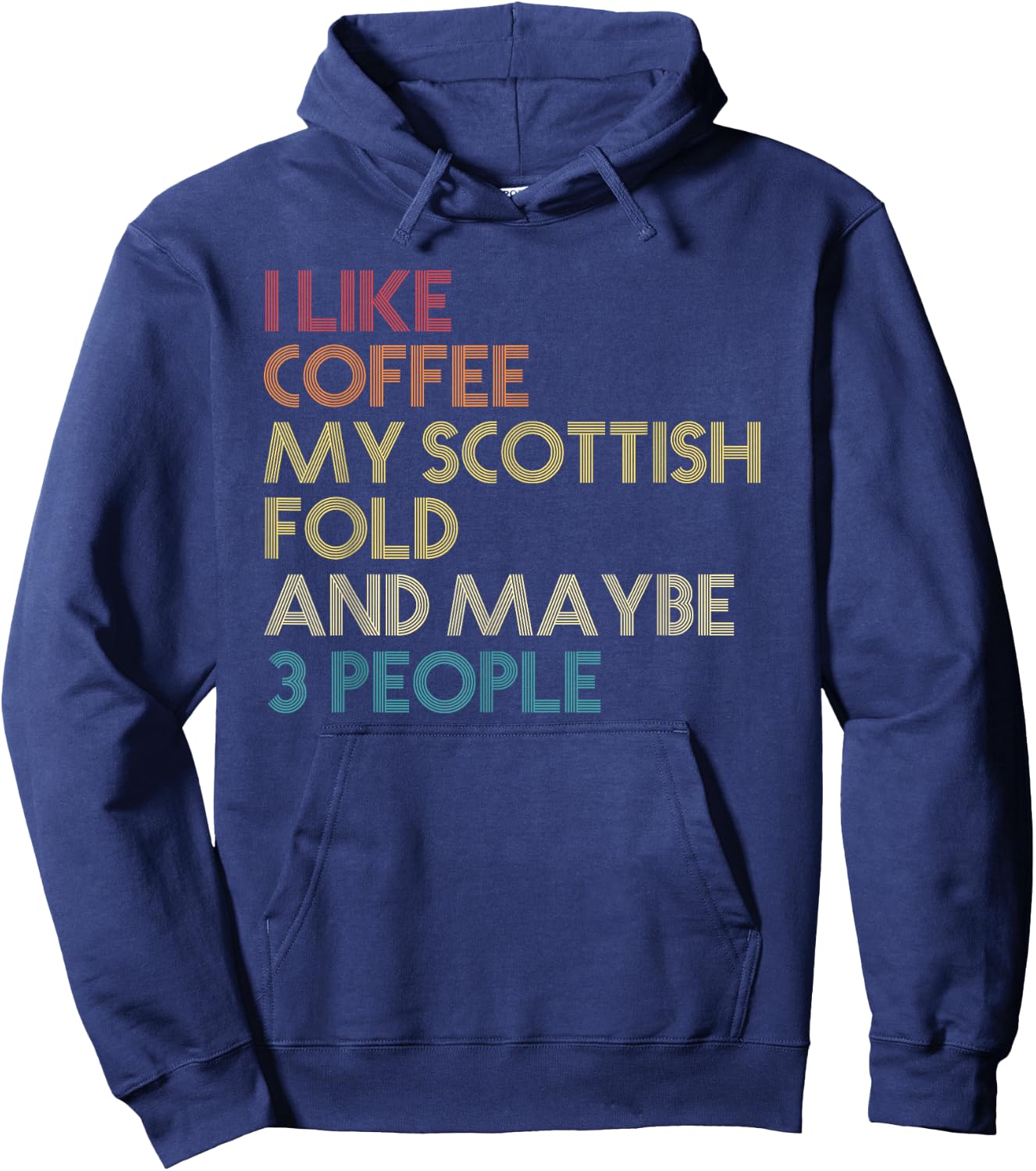Scottish Fold Cat For Ladies Coffee Quote Vintage Retro Hoodie - Hoodie | Navy