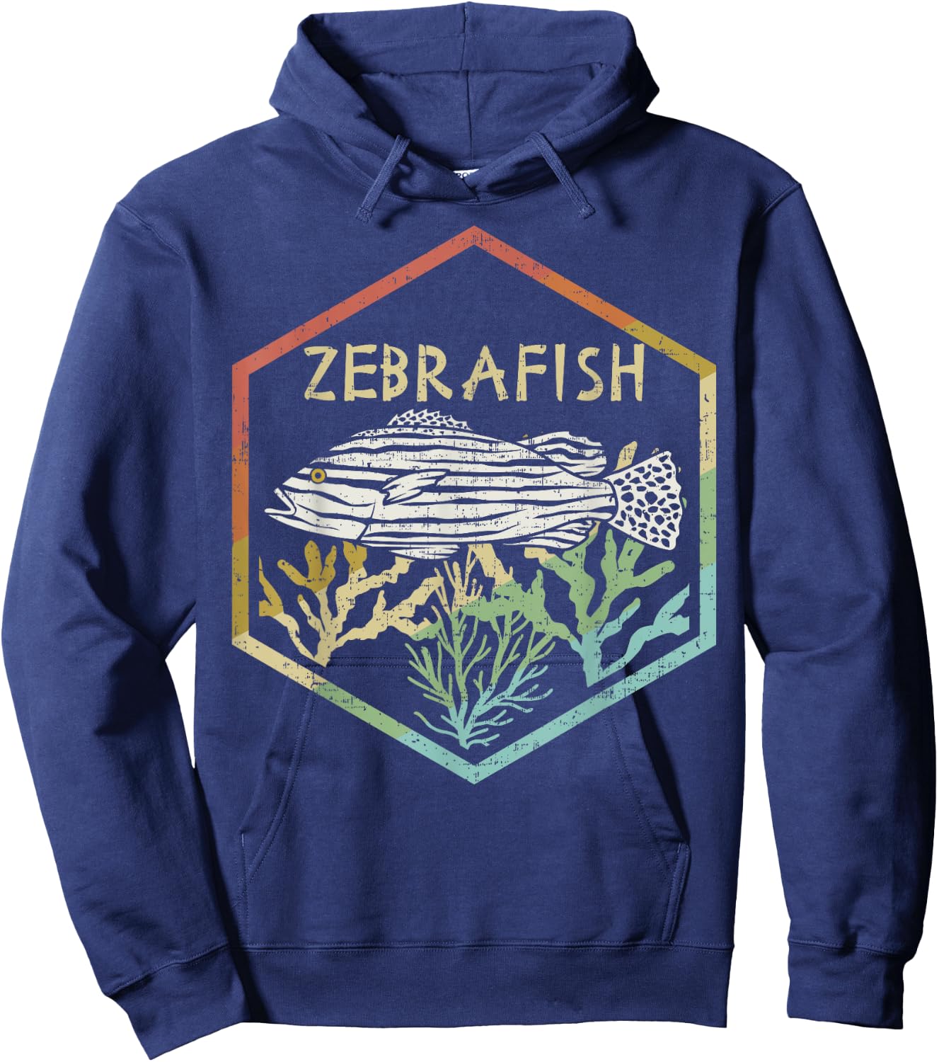Cool Retro Zebra Fish Silhouette Gift Design Idea design Hoodie - Hoodie | Navy