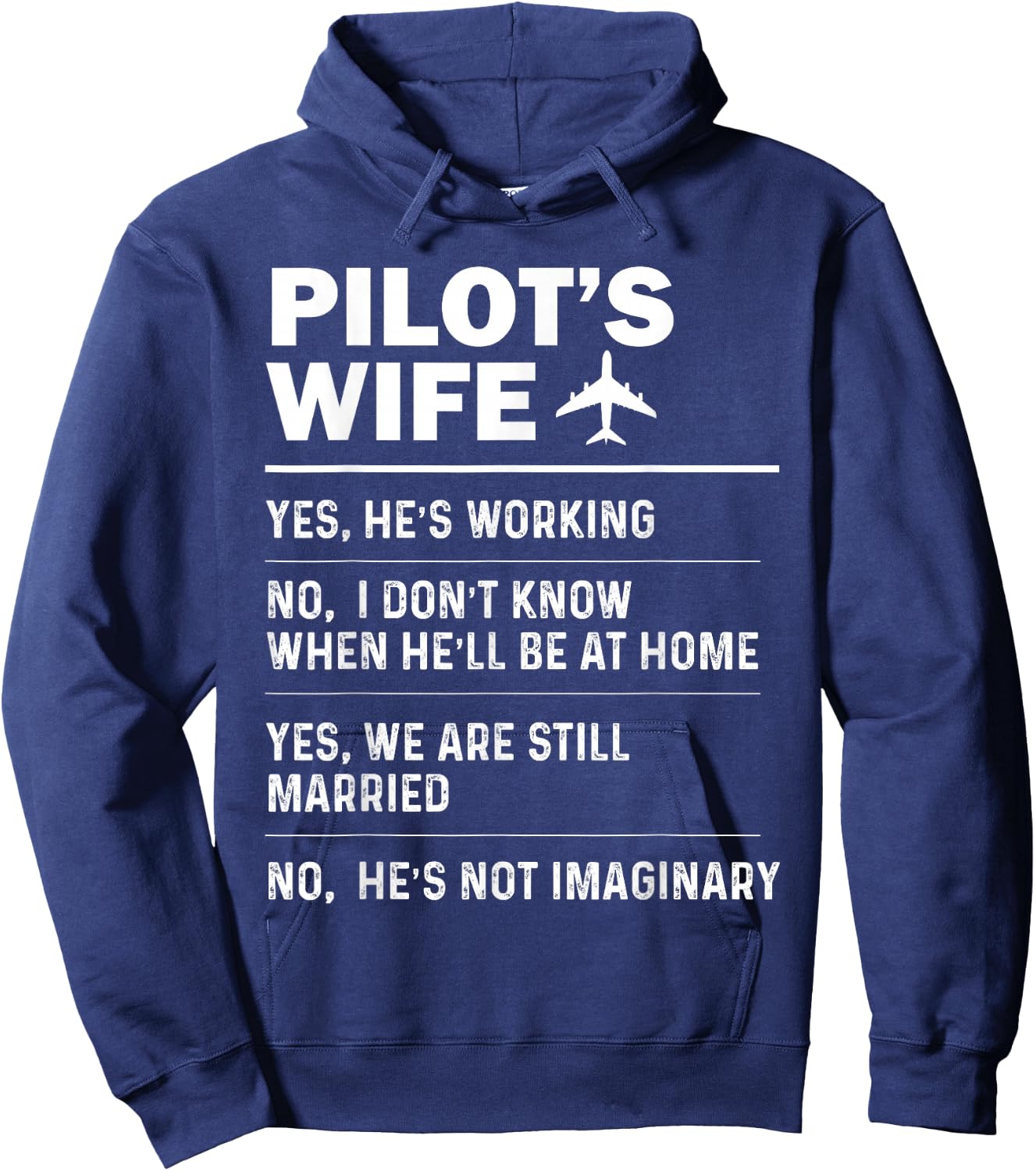 Pilot's Wife Funny Aviation Airline Pilot Husband Aviator Hoodie - Hoodie | Navy