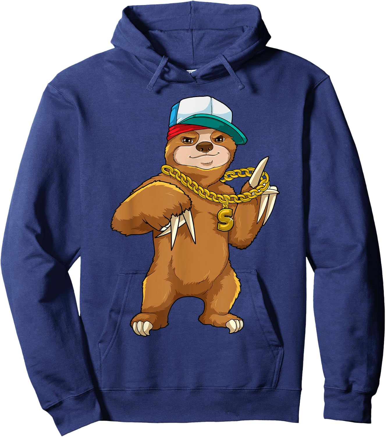 Urban Sloth Rapper Hip Hop Street Music Chain Slow Music Hoodie - Hoodie | Navy