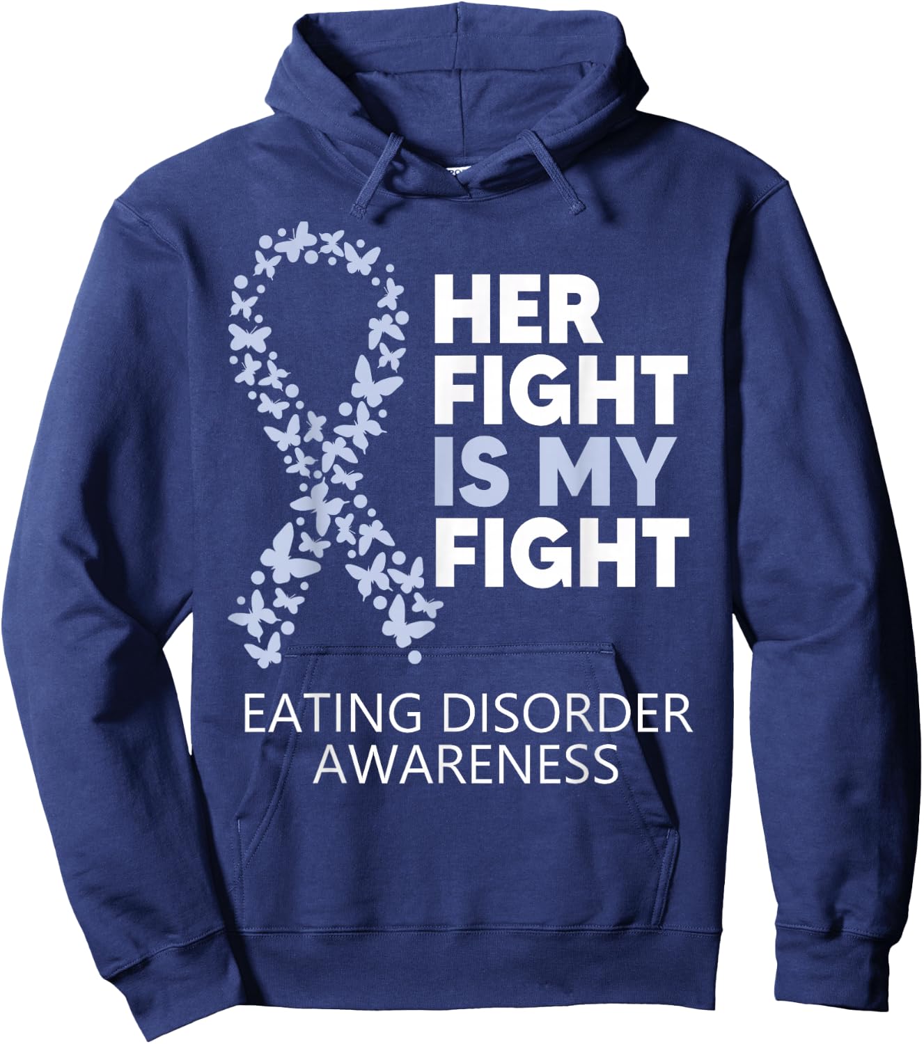 Eating Disorder Awareness Her Fight is my Fight Warrior Hoodie - Hoodie | Navy