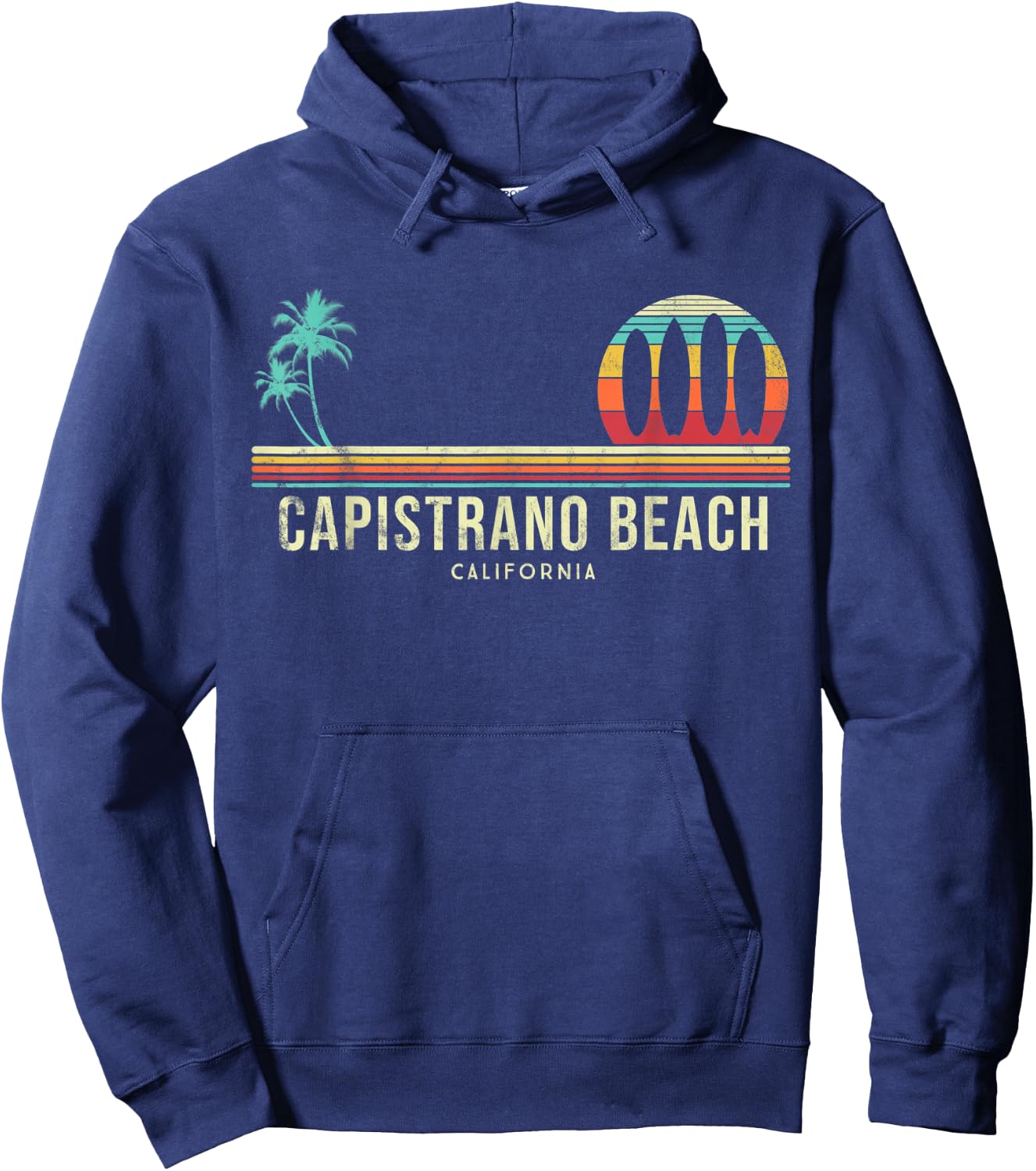 California Surf Capistrano Beach Vintage Surf Board Surfer Men Women Kids Hoodie - Hoodie | Navy