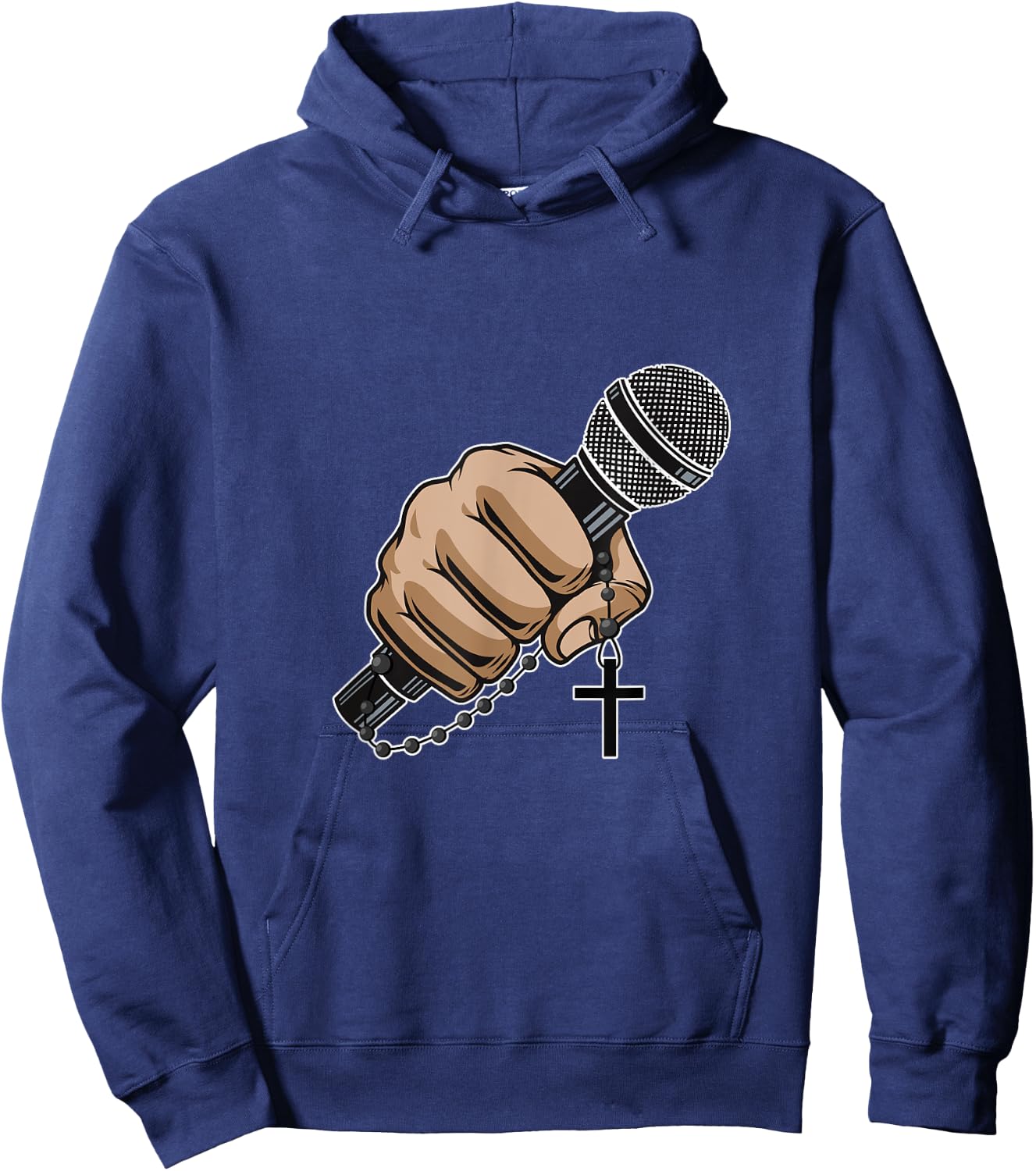 Mic Microphone Priest Cross Believer Religious Bible Gift Hoodie - Hoodie | Navy