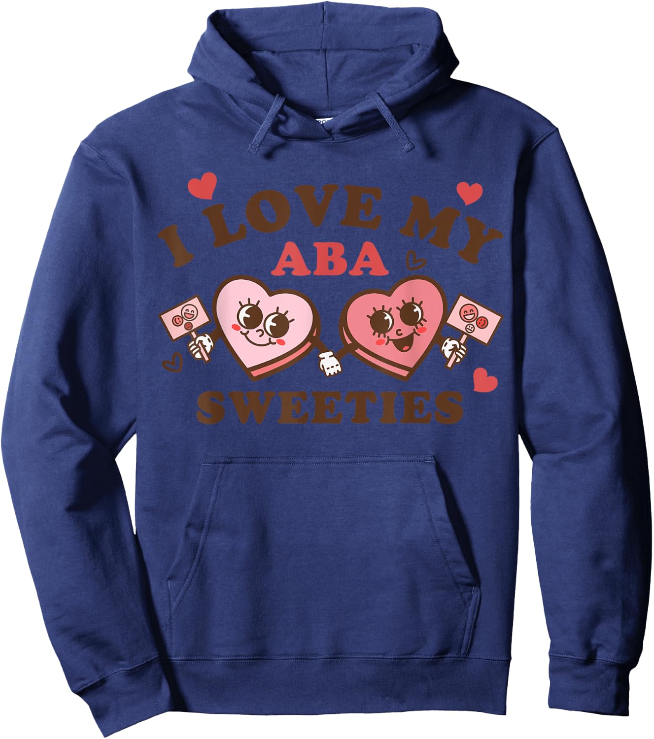 ABA Sweeties Therapy Crew Groovy Hearts Behavior Valentines Hoodie - Hoodie | Navy