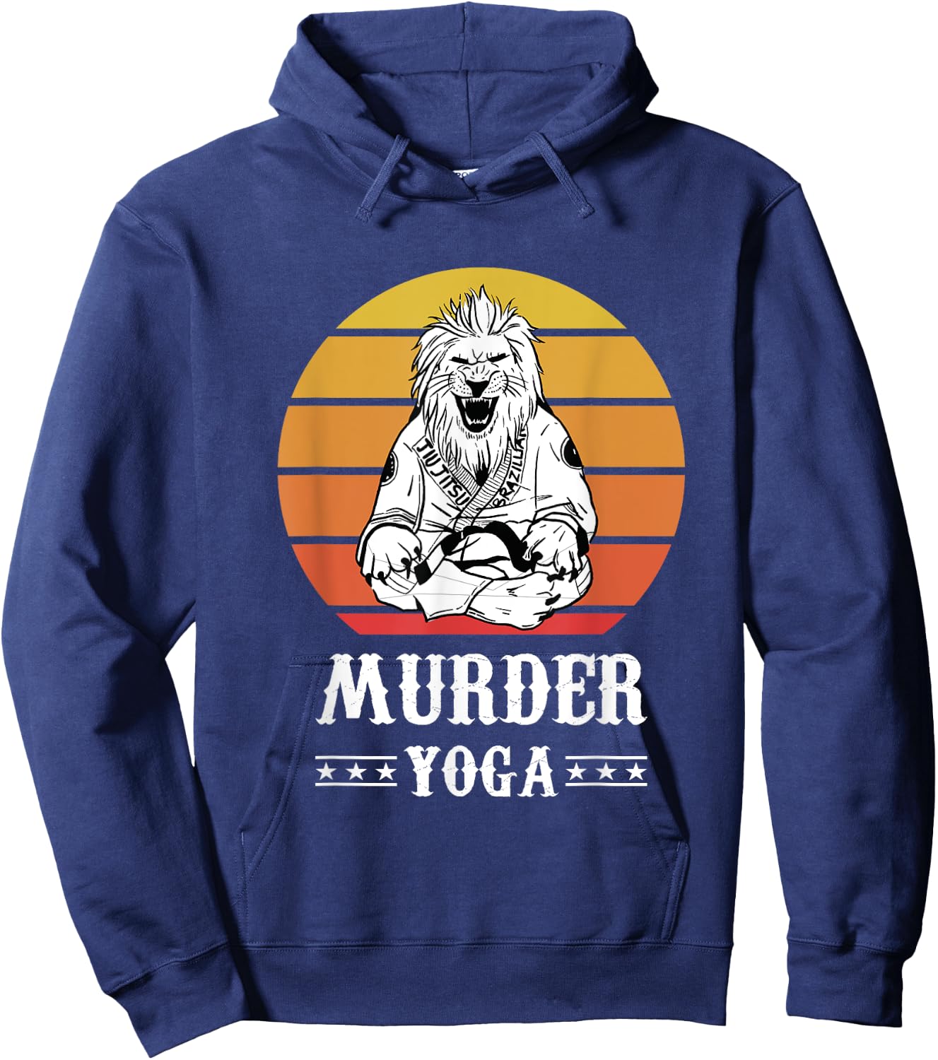 Jiu Jitsu Murder Yoga Vintage Sunset Funny Brazilian Hoodie - Hoodie | Navy