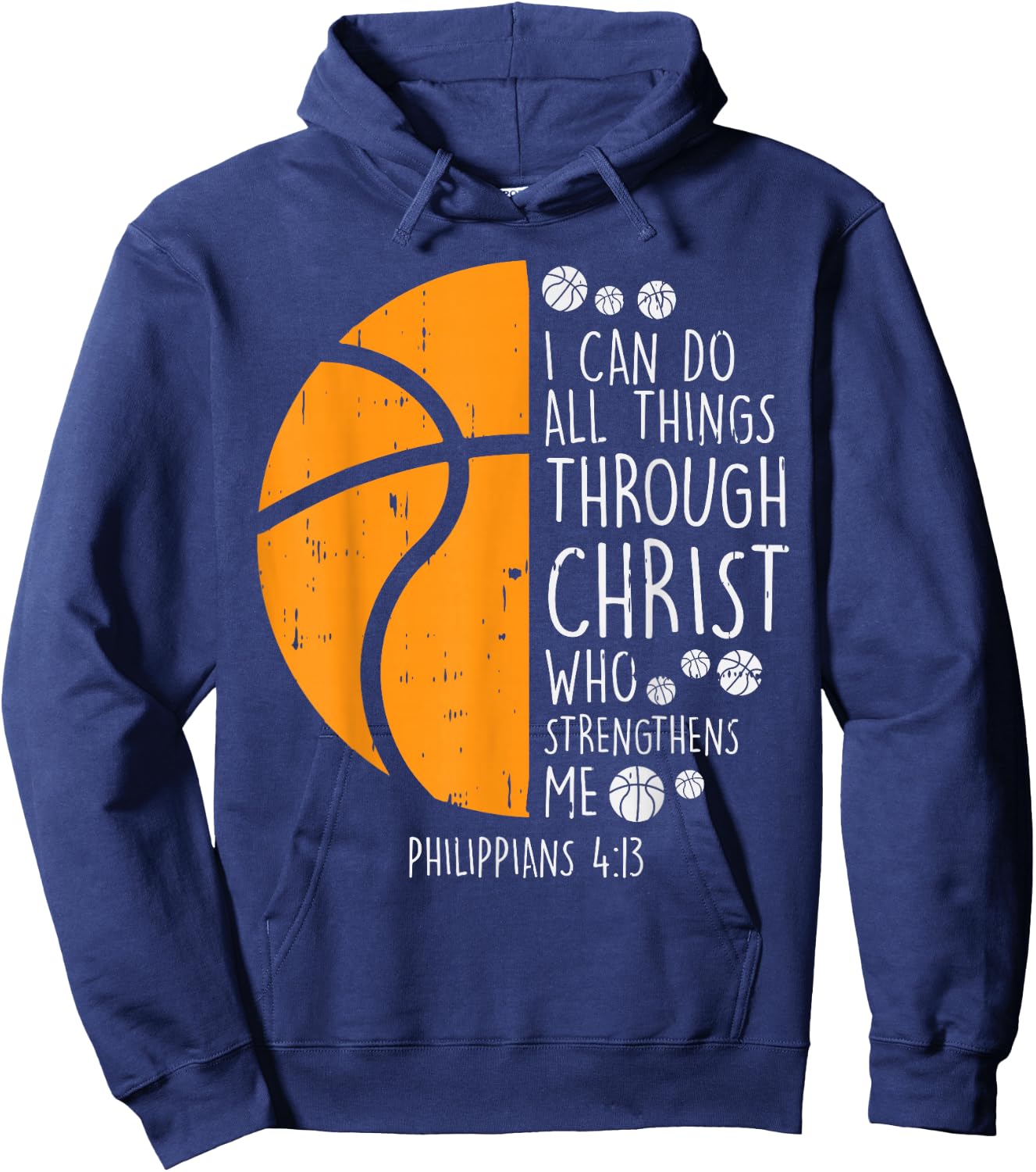 Basketball i can do things Bible Verse God Jesus Gift Hoodie - Hoodie | Navy