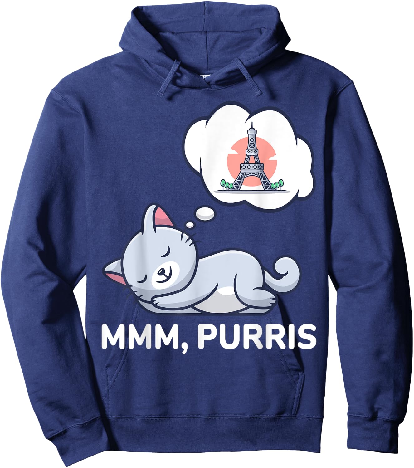 Funny Paris Cat Cute France Themed Gift Hoodie - Hoodie | Navy