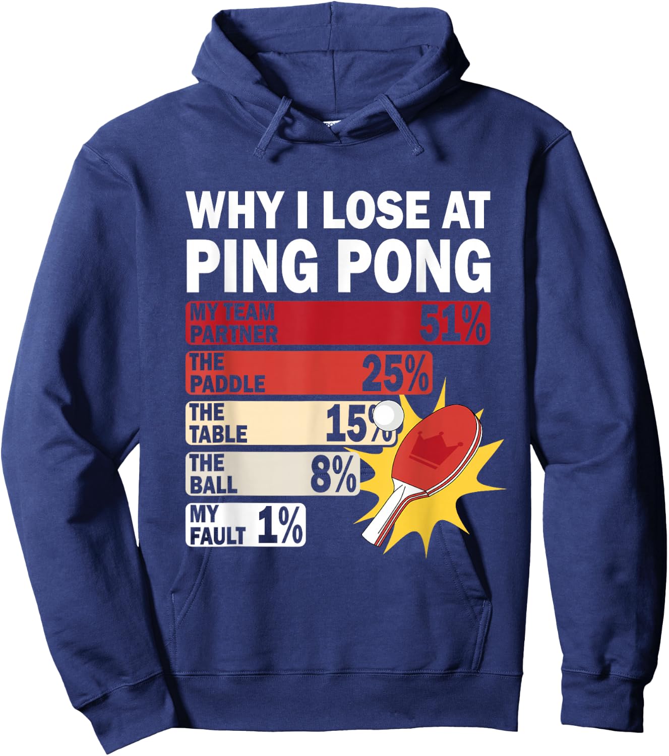 Why I Lose at Ping Pong Table Tennis Funny My Fault Hoodie - Hoodie | Navy