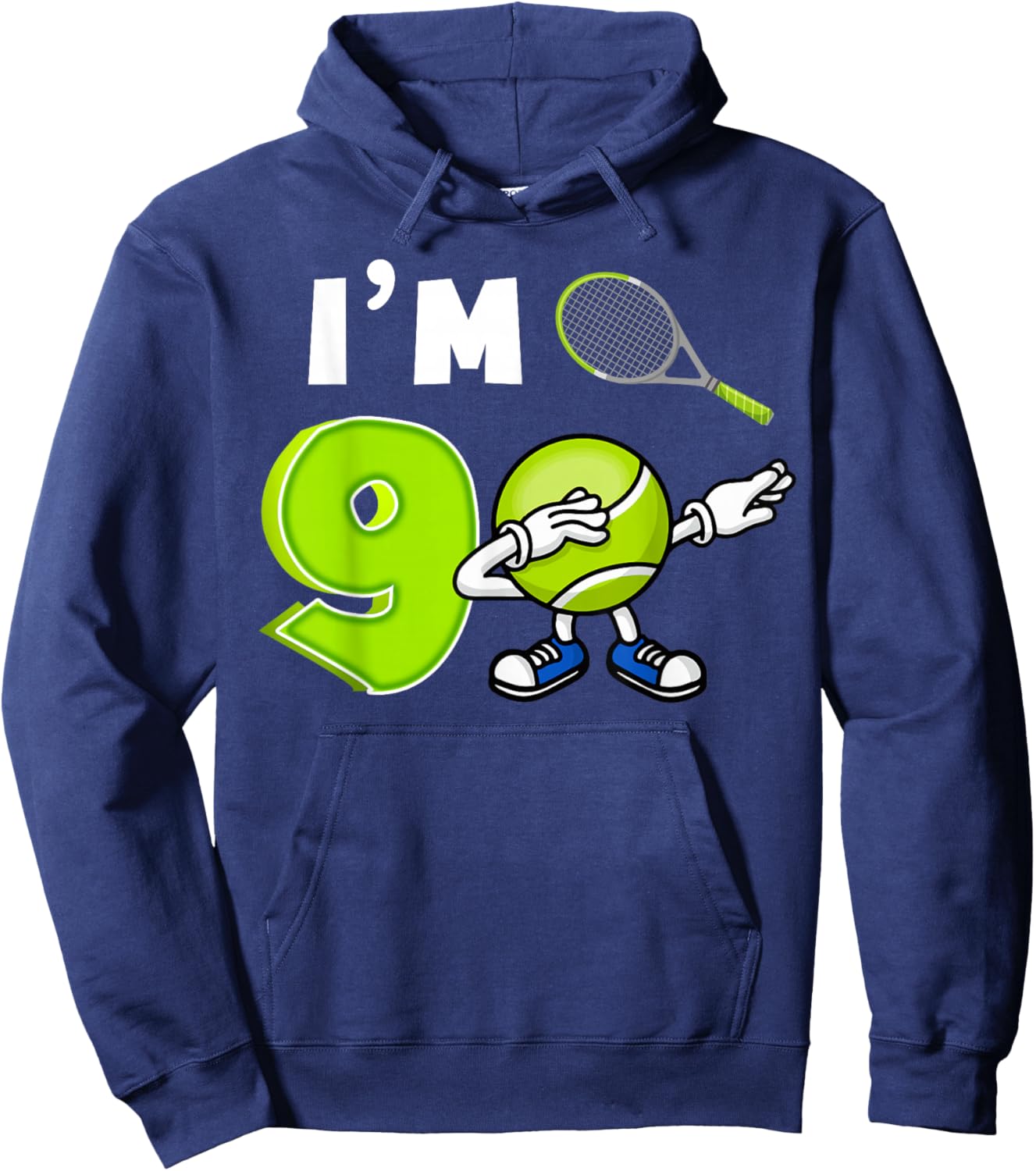 Cool I'm 9 Dabbing Tennis 9th Birthday Party 9 Years Old Hoodie - Hoodie | Navy