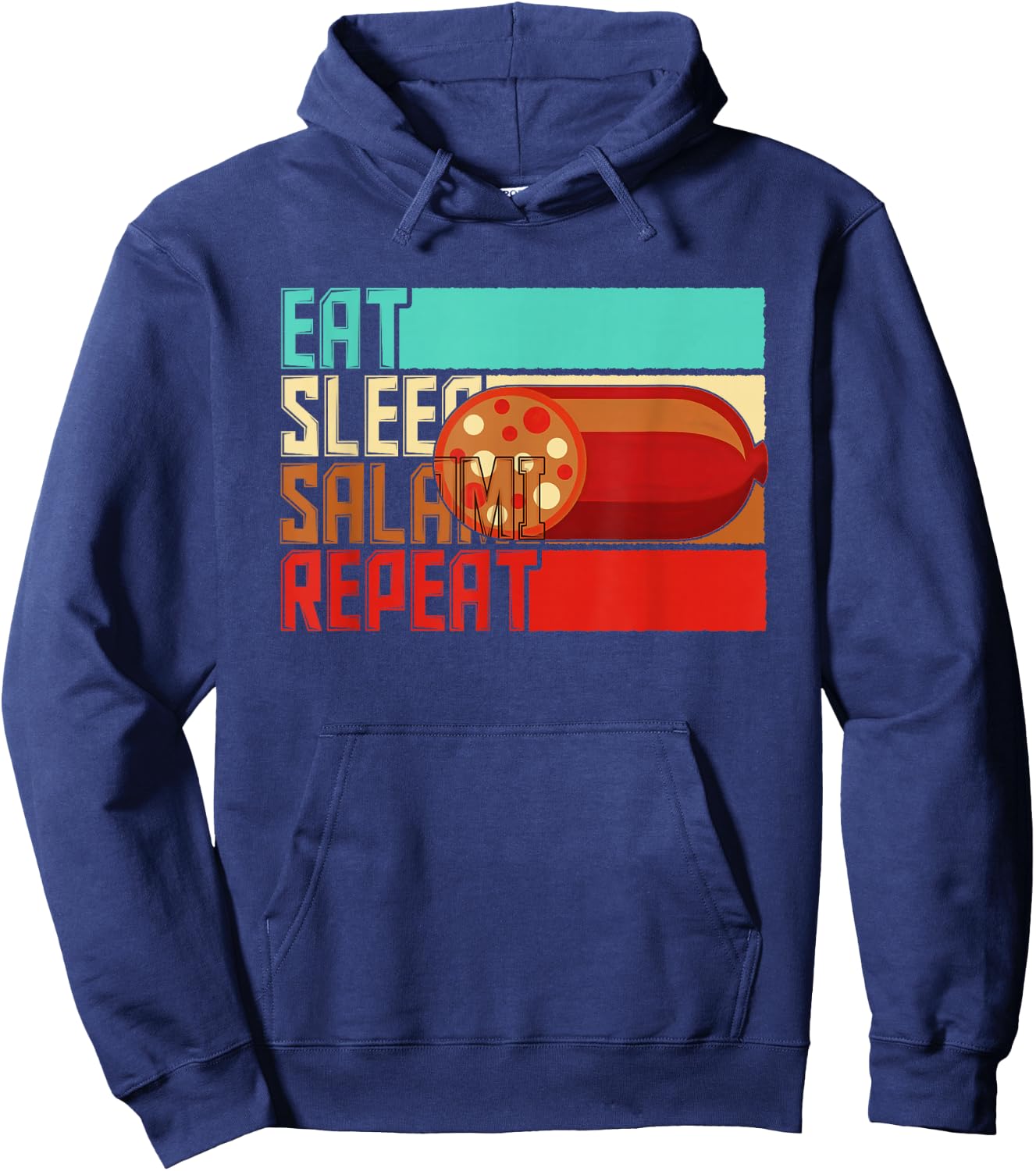 Vintage Eat Sleep Repeat Salami Hoodie - Hoodie | Navy