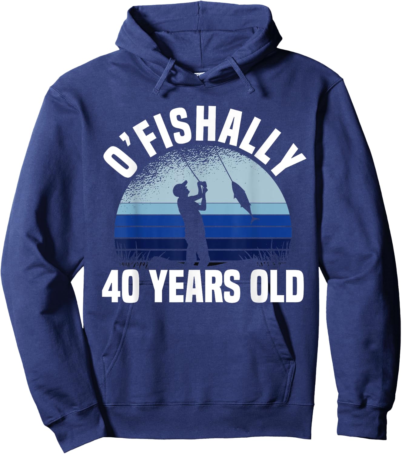 Ofishally 40 Years Old Fisherman 40th Birthday Fishing Hoodie - Hoodie | Navy