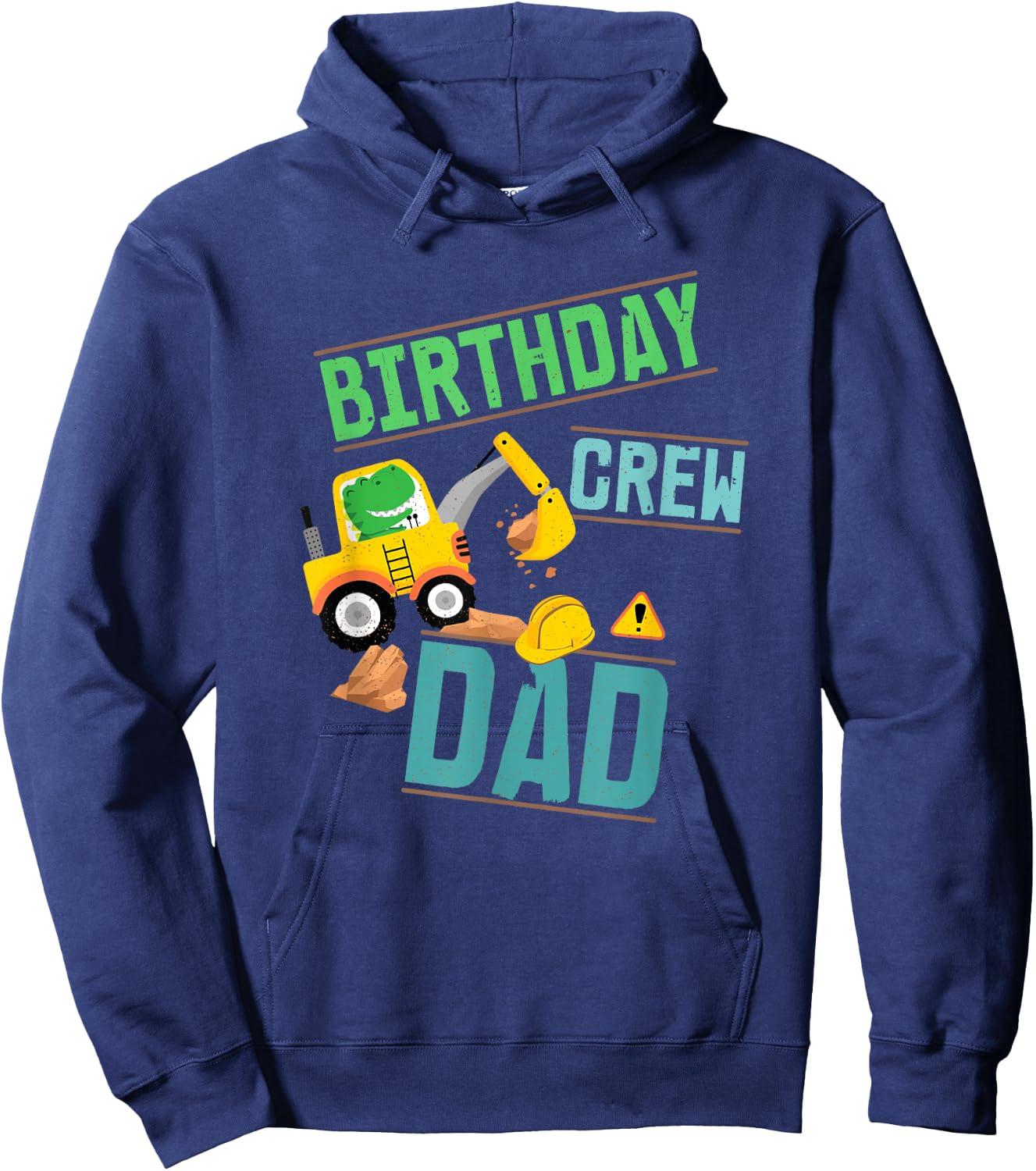 Birthday Crew Dad Construction Party Excavator Dig Dinosaur Hoodie - Hoodie | Navy