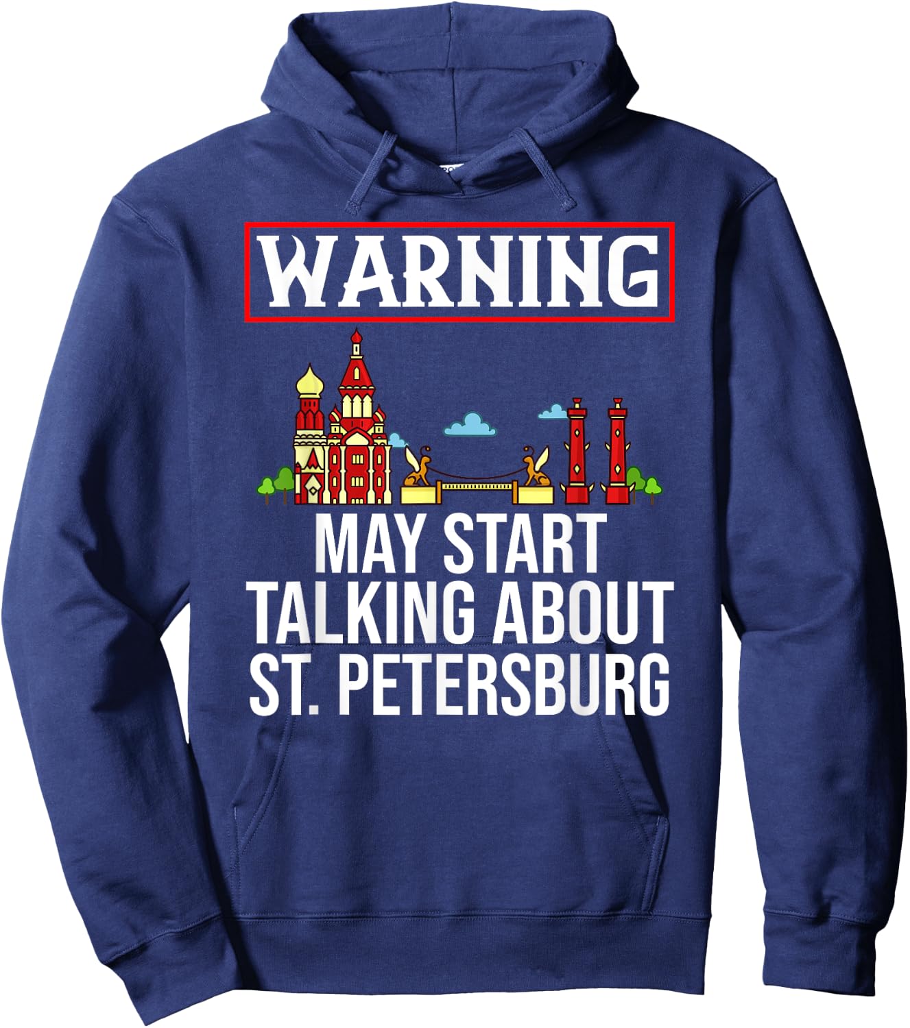 St. Petersburg Russia City Skyline Map Travel Hoodie - Hoodie | Navy