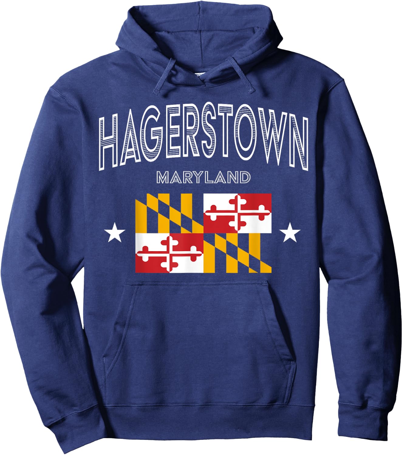 Retro Hagerstown Maryland MD Flag Sport Throwback Hoodie - Hoodie | Navy