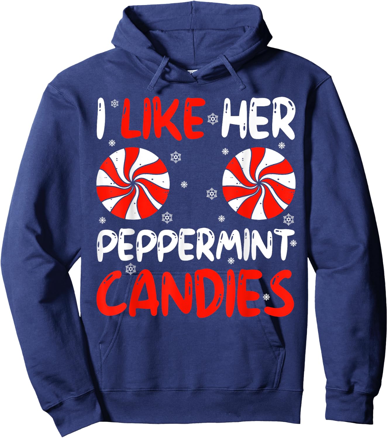 I Like Her Peppermint Candies Couples Xmas Christmas Pajama Hoodie - Hoodie | Navy