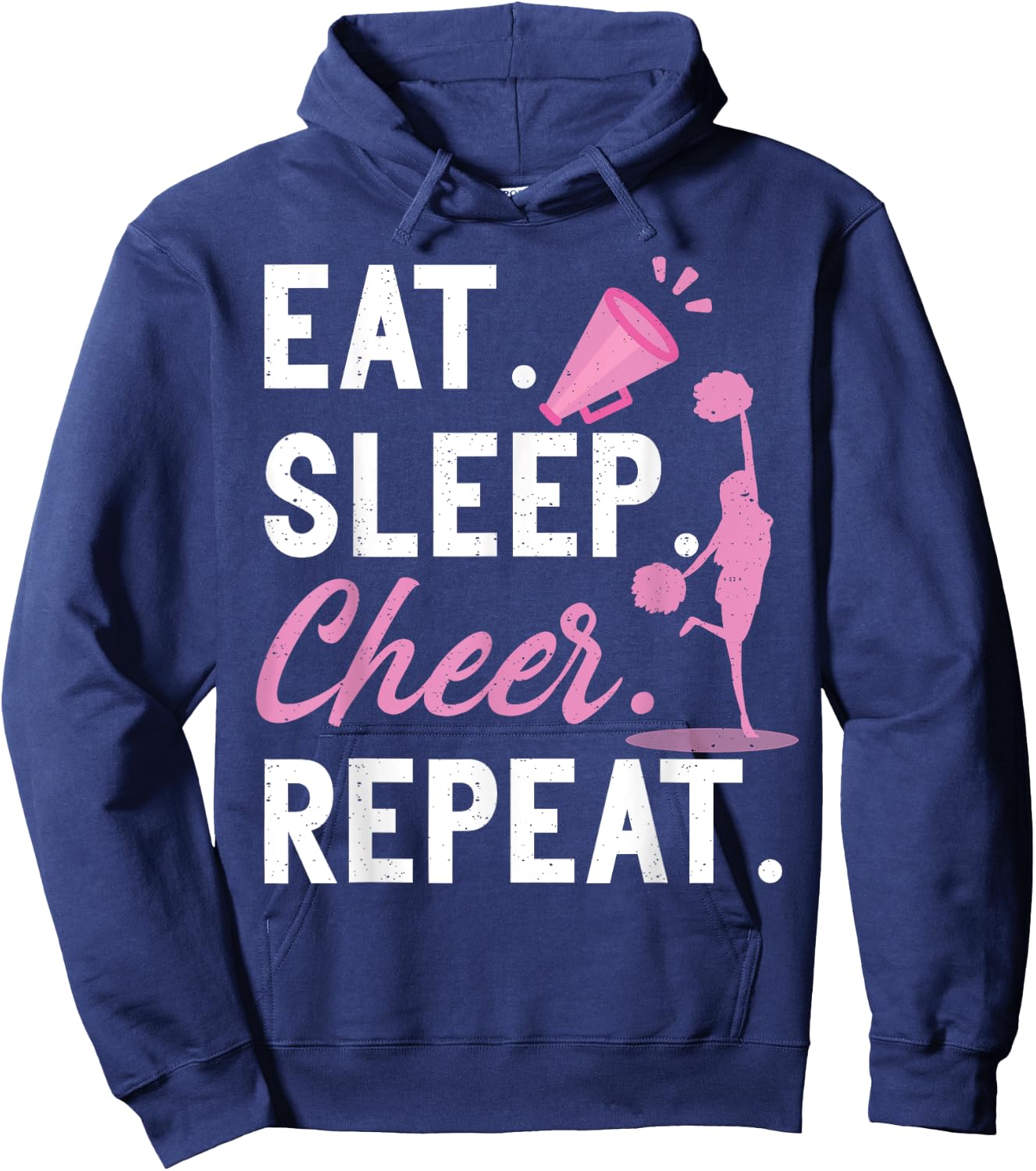 Cheerleading Dance Cheerleader Girls Eat Sleep Cheer Repeat Hoodie - Hoodie | Navy