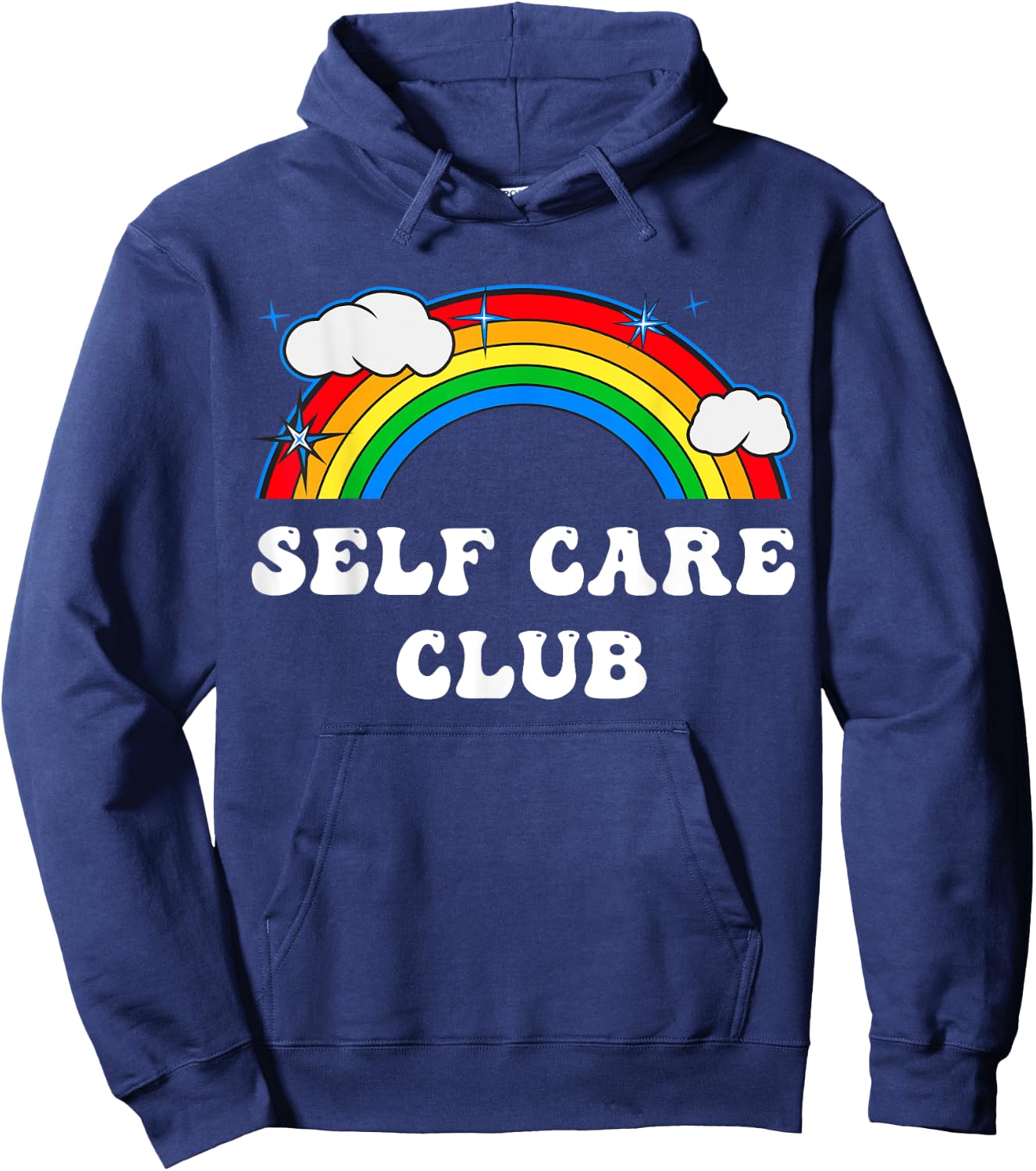 Self Care Club Cute Rainbow Mental Health Yoga Meditation Hoodie - Hoodie | Navy