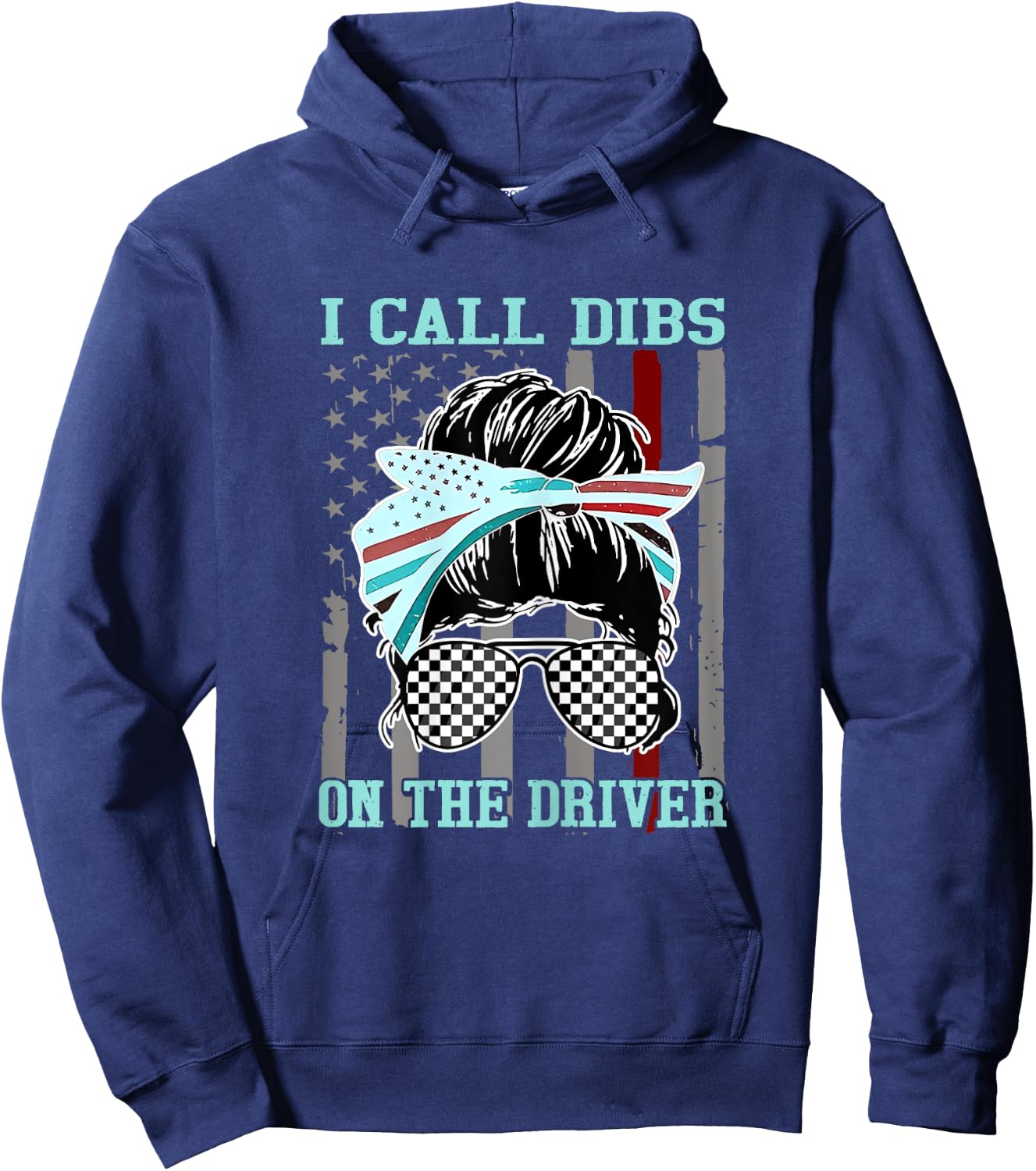 I Call Dibs On The Driver Race Girl Flag Racing Hoodie - Hoodie | Navy