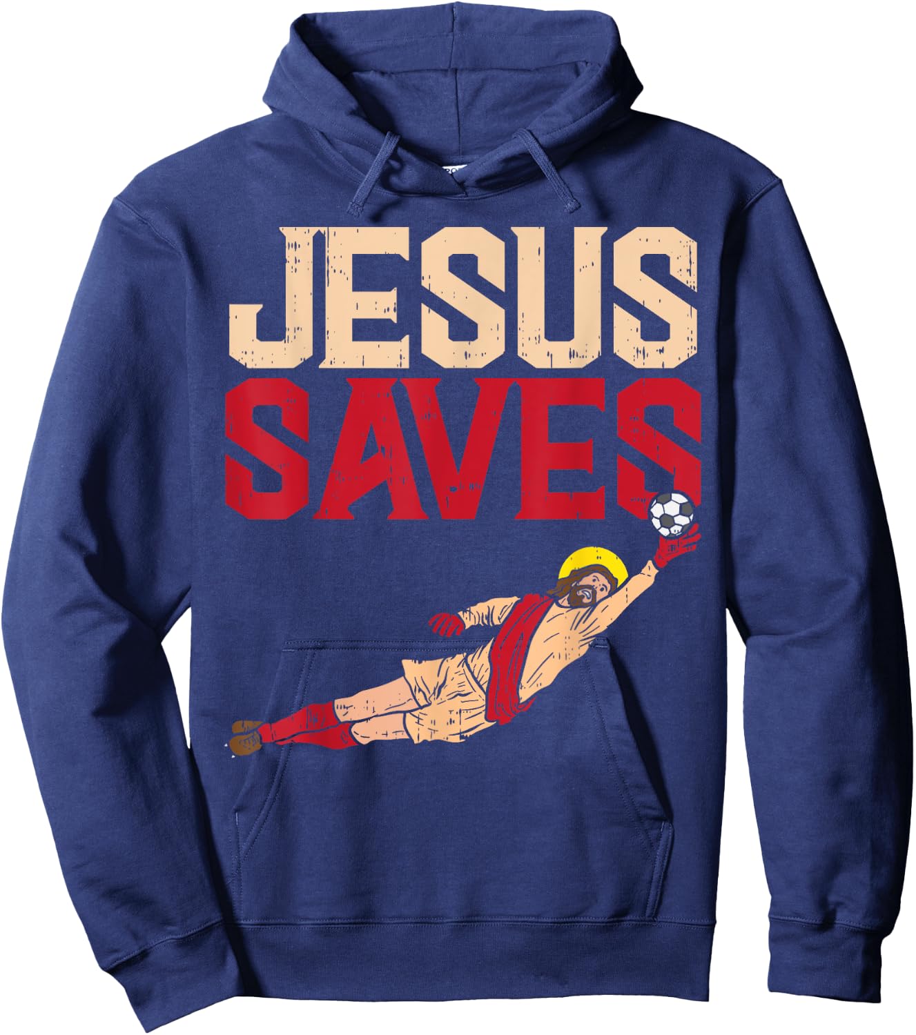Jesus Saves Soccer Football Goalie Sport God Christian Gift Hoodie - Hoodie | Navy