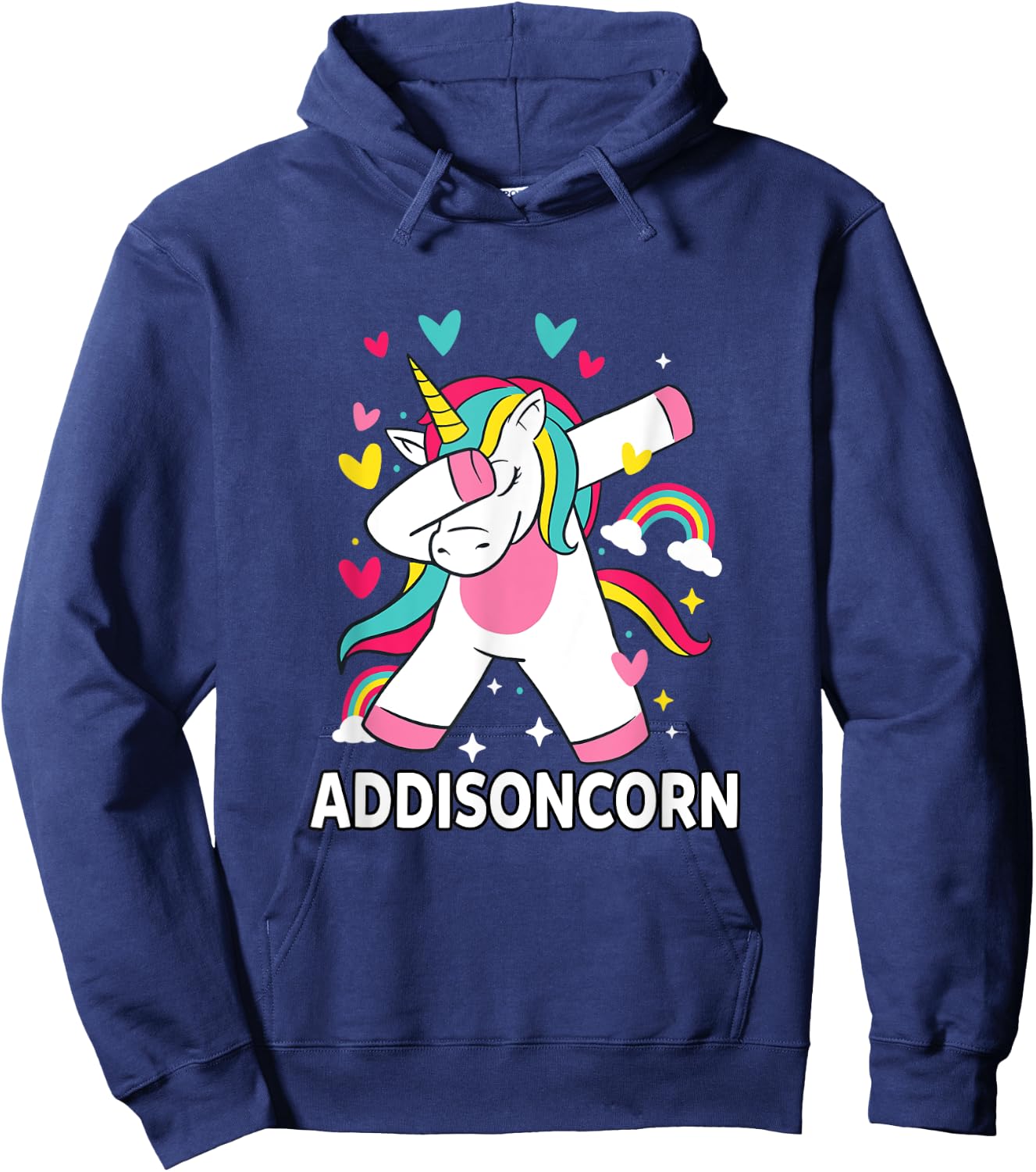 Addisoncorn Personalized Name Dabbing Unicorn Addison Hoodie - Hoodie | Navy